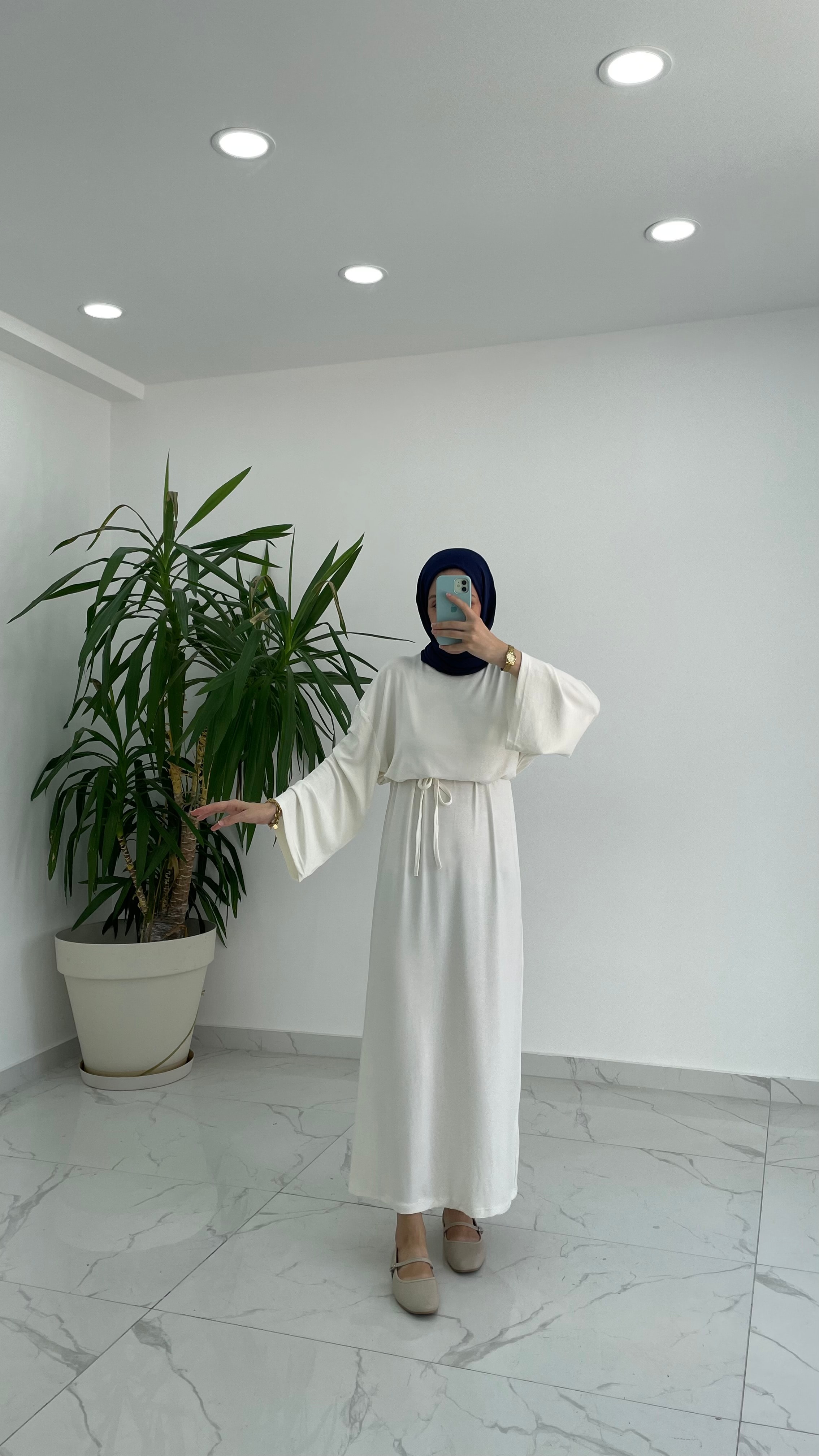 Lunessa Belden Bağlamalı Elbise  - Ekru