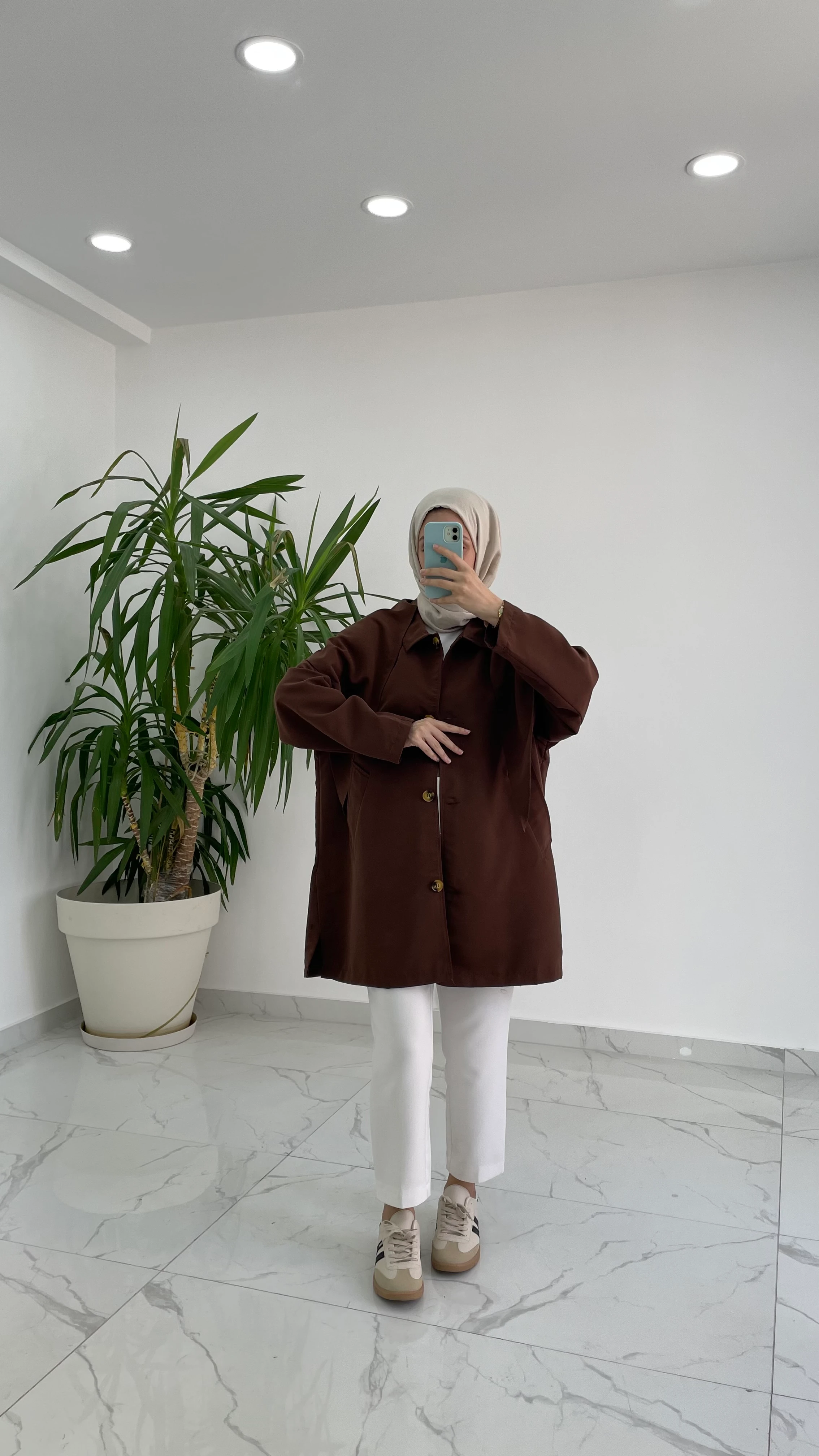 Pelerinli Premium Trençkot  - Kahverengi