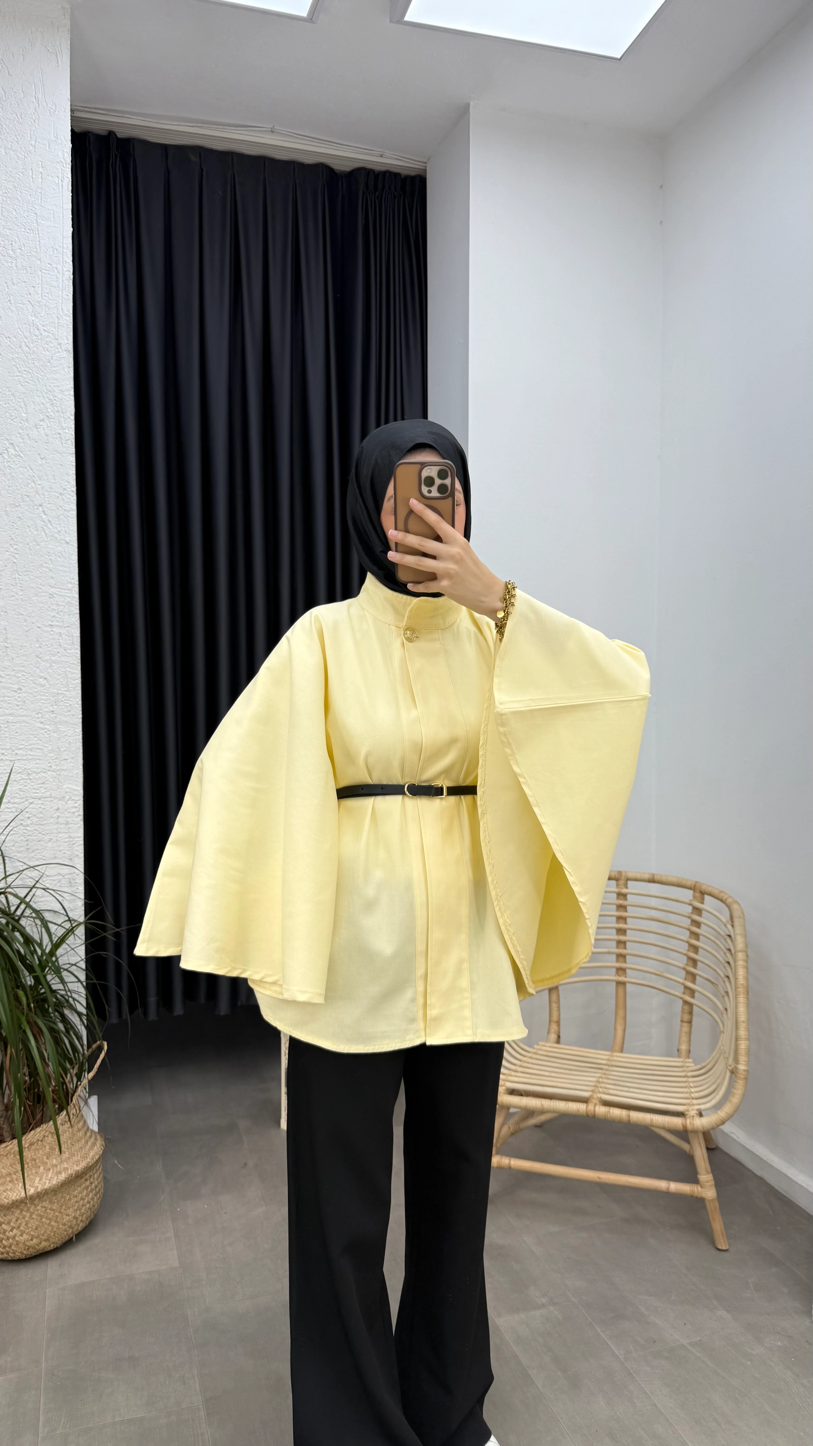 Kemer Detaylı Panço - Sarı