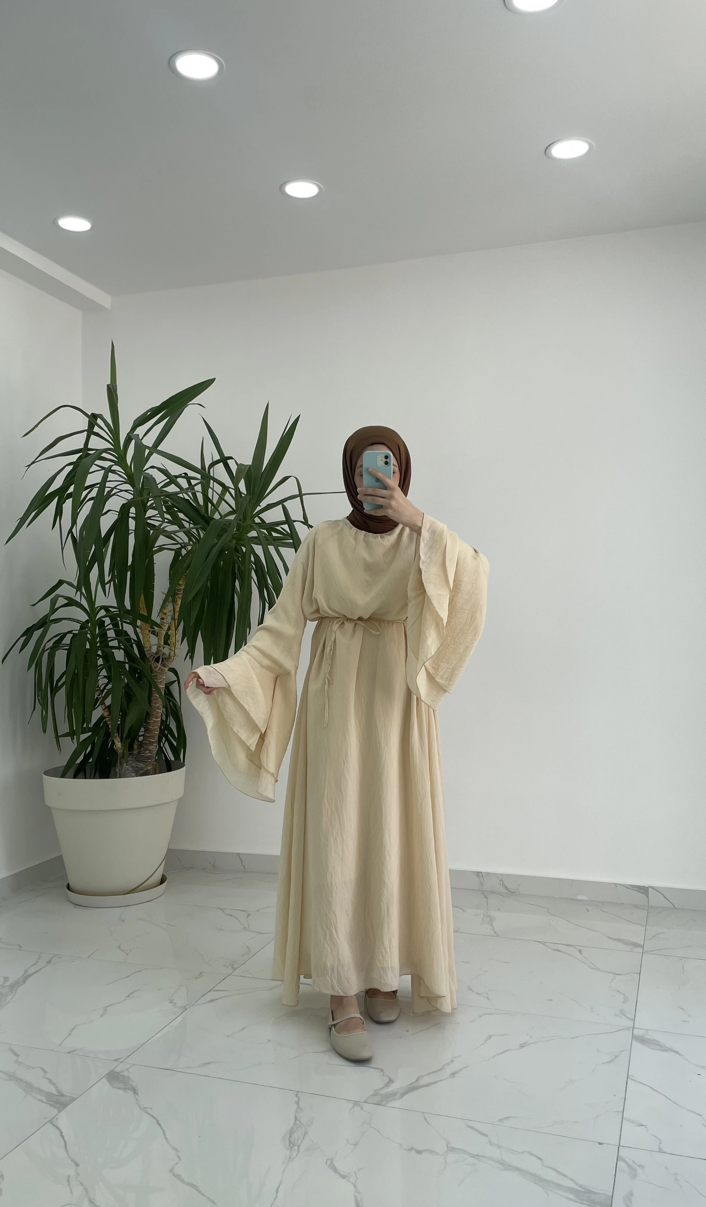 Fleur Tül Elbise - Bej