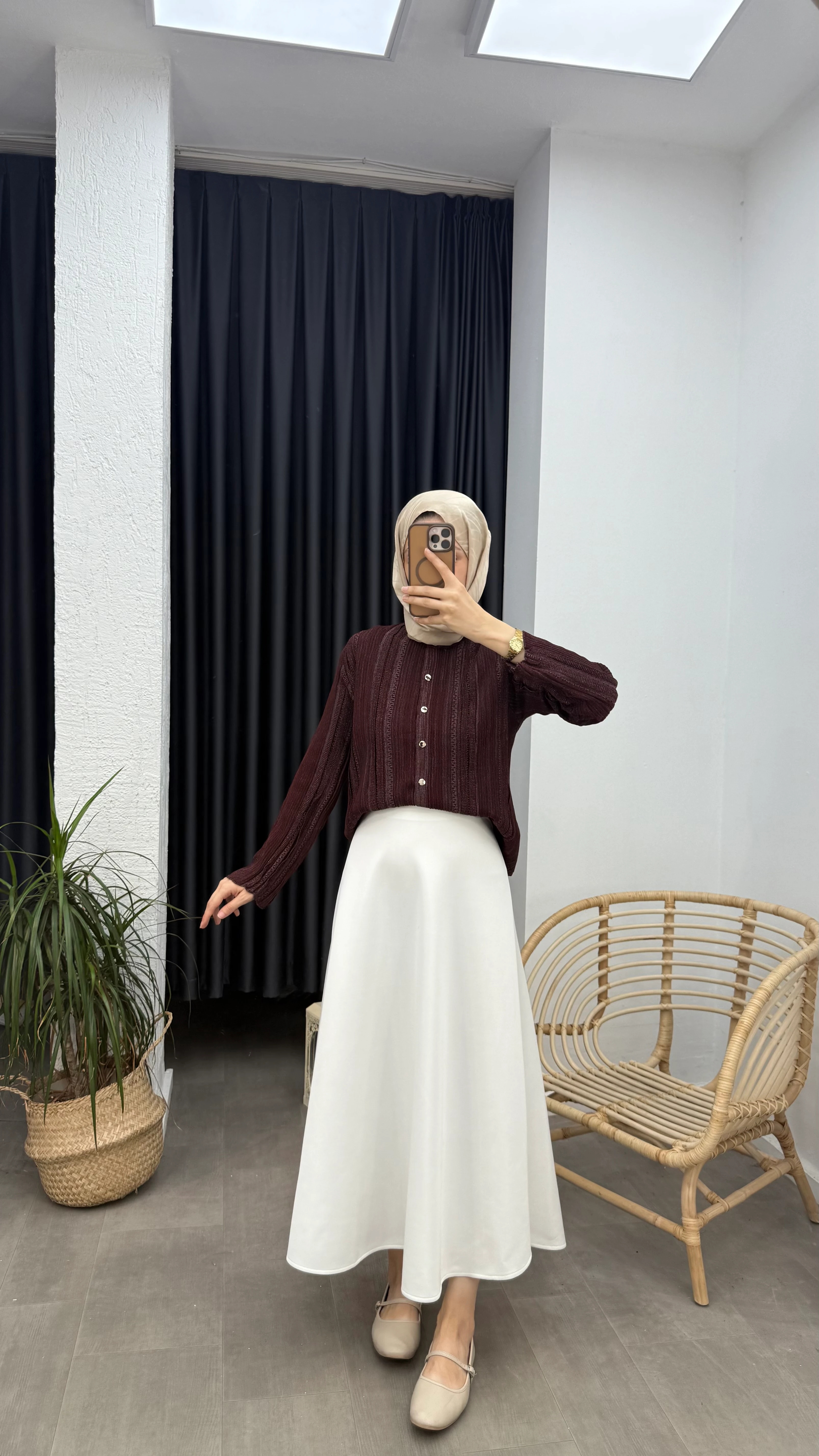 Doris Simli Triko Hırka - Mürdüm