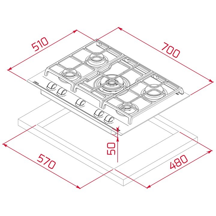 TEKA GZC 75330 GRİ EXACT FLAME 60 CM. ANKASTRE CAM OCAK