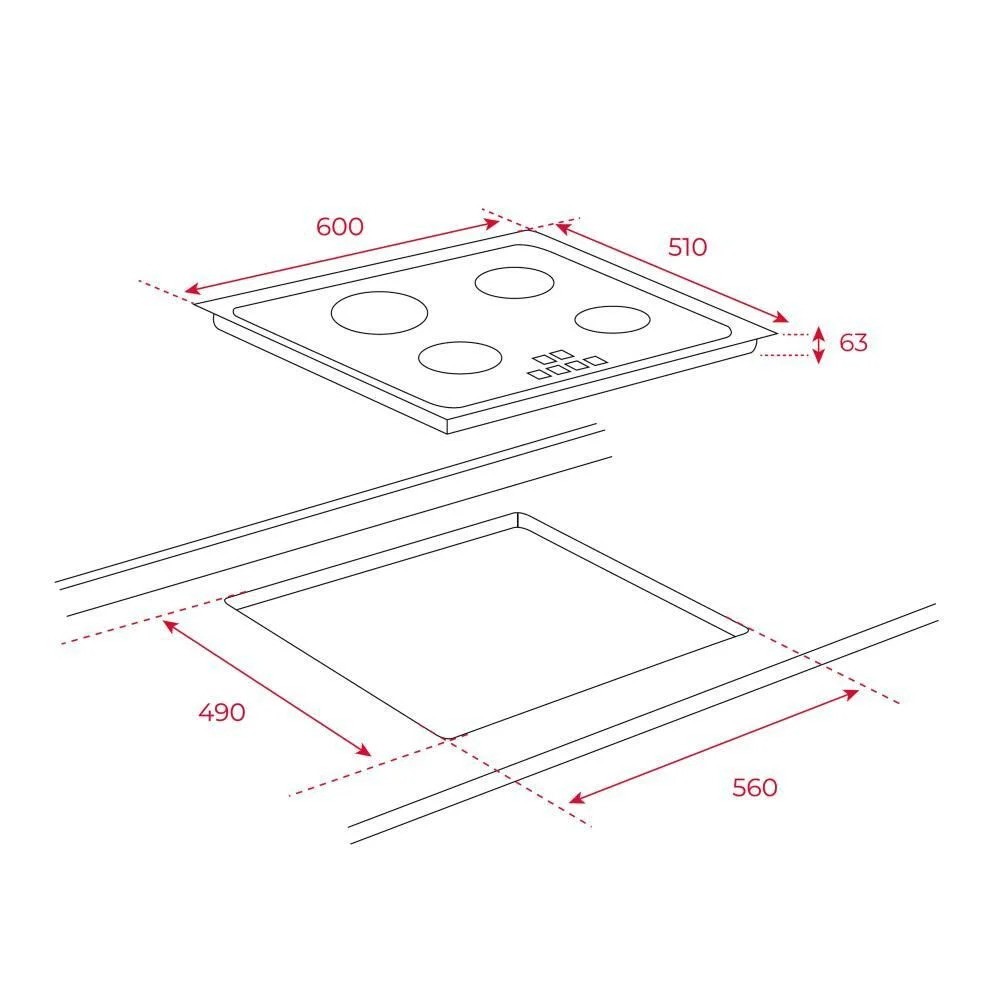 TEKA TBR 6420 SİYAH 60 CM. VİTROSERAMİK ELEKTRİKLİ ANKASTRE OCAK