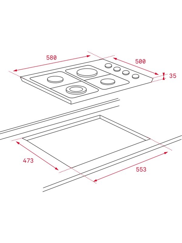 TEKA HLX 60 4G AI AL - Ankastre Paslanmaz Çelik Gazlı Ocak 60 cm