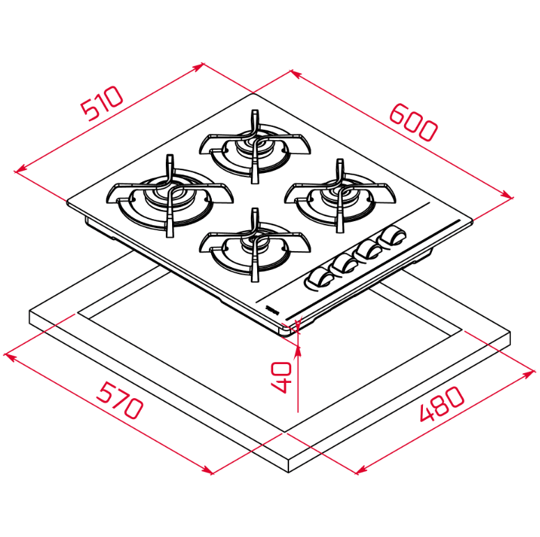 TEKA GBC 64002 BK 60 CM. 4 GÖZLÜ GAZLI ANKASTRE SİYAH OCAK