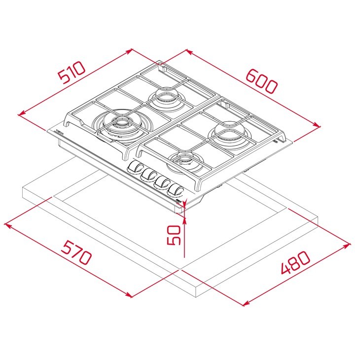 TEKA GZC 64320 BK SİYAH 60 CM. EXACTFLAME ANKASTRE OCAK