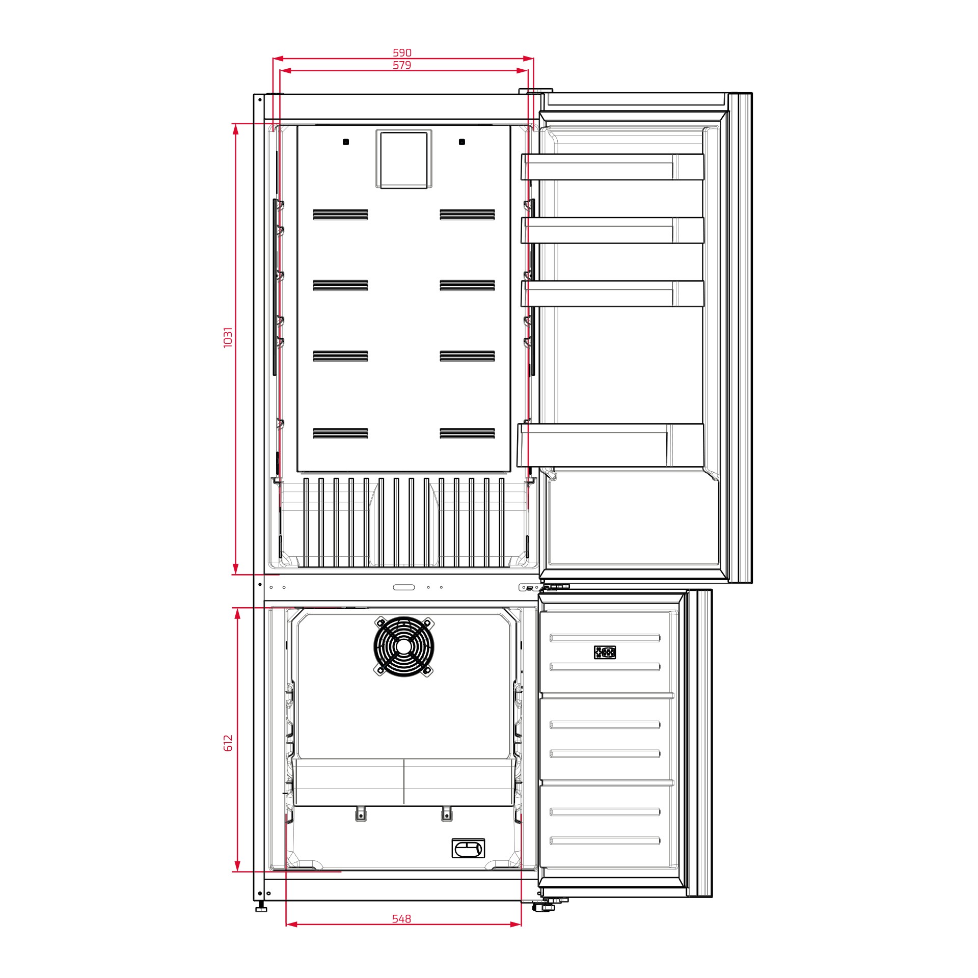 TEKA RBF 78725 GBK SİYAH CAM YÜZEY 70 CM. SOLO BUZDOLABI