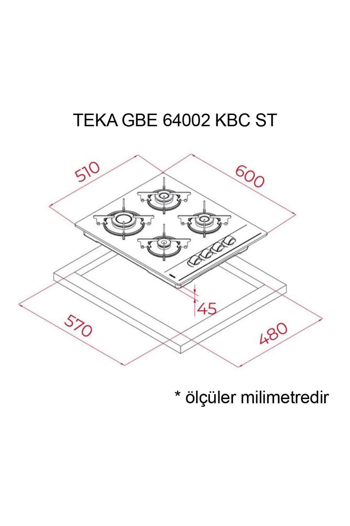 TEKA GBE 64002 ST GRİ 4 GÖZLÜ 60 CM. ANKASTRE CAM OCAK