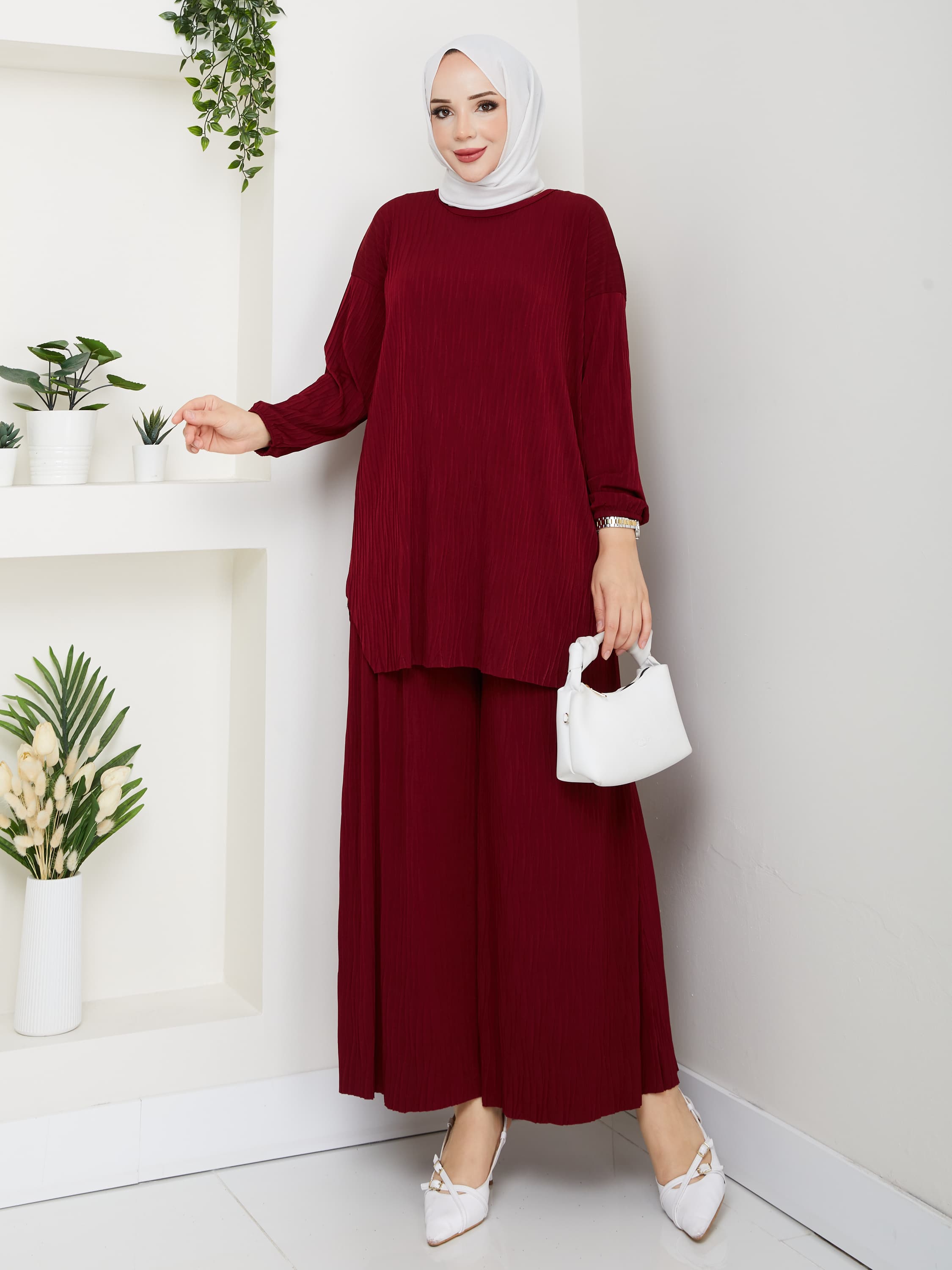 Crush Model Rahat Kesim İkili Takım - bordo