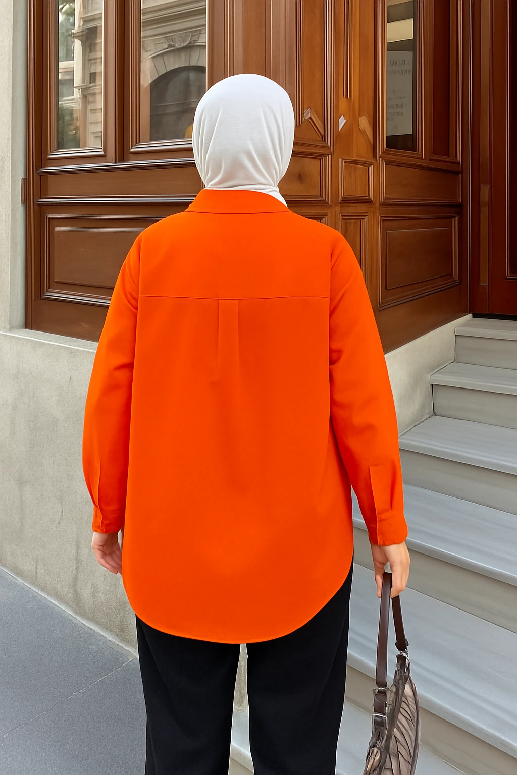 Tesettür Oversize Poplin Uzun Gömlek