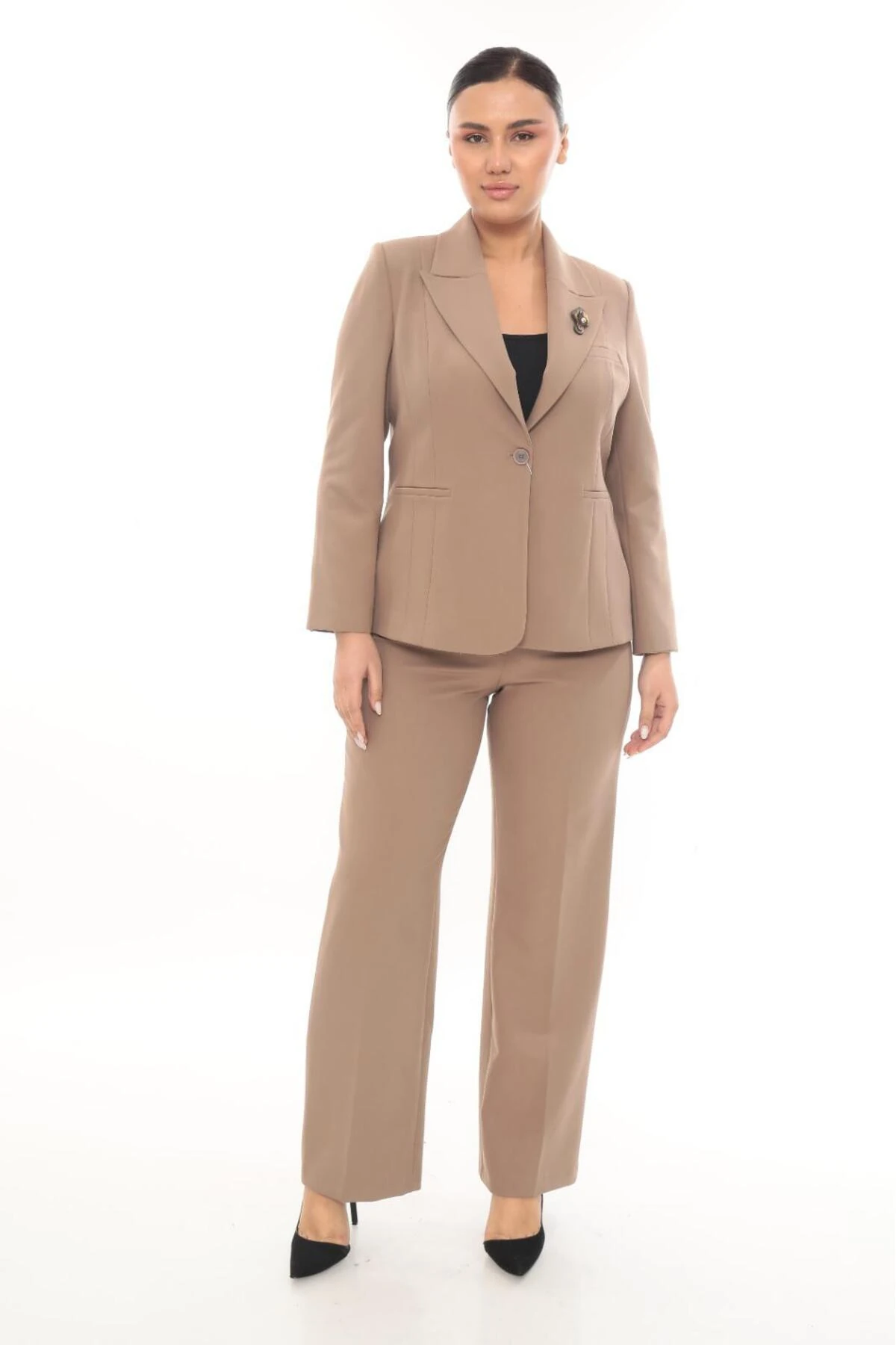 Kadın Şık Blazer Ceket Pantolon Takım Zarif Günlük Ofis Model