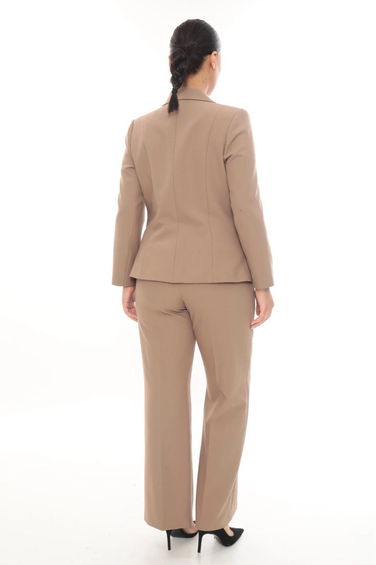 Kadın Şık Blazer Ceket Pantolon Takım Zarif Günlük Ofis Model