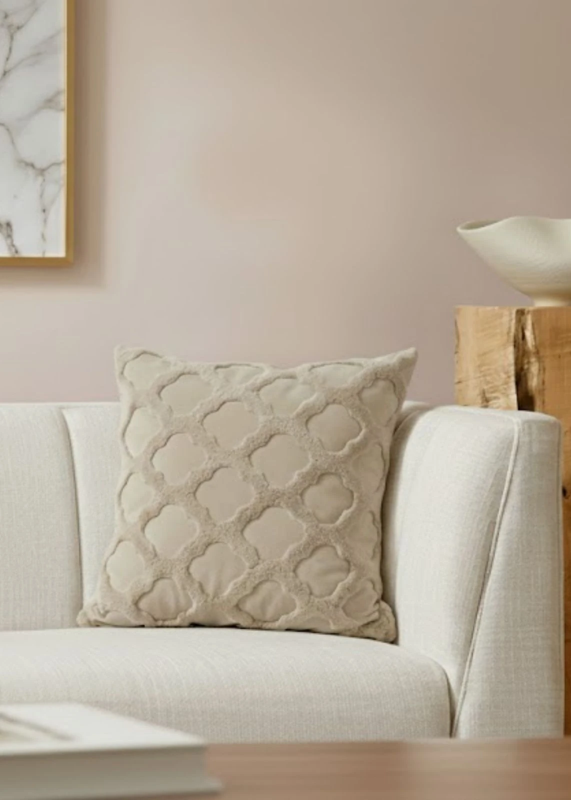 Kafes Desenli Modern Punch Nakışlı Tufting Welsoft Kırlent Kılıfı 42x42 cm