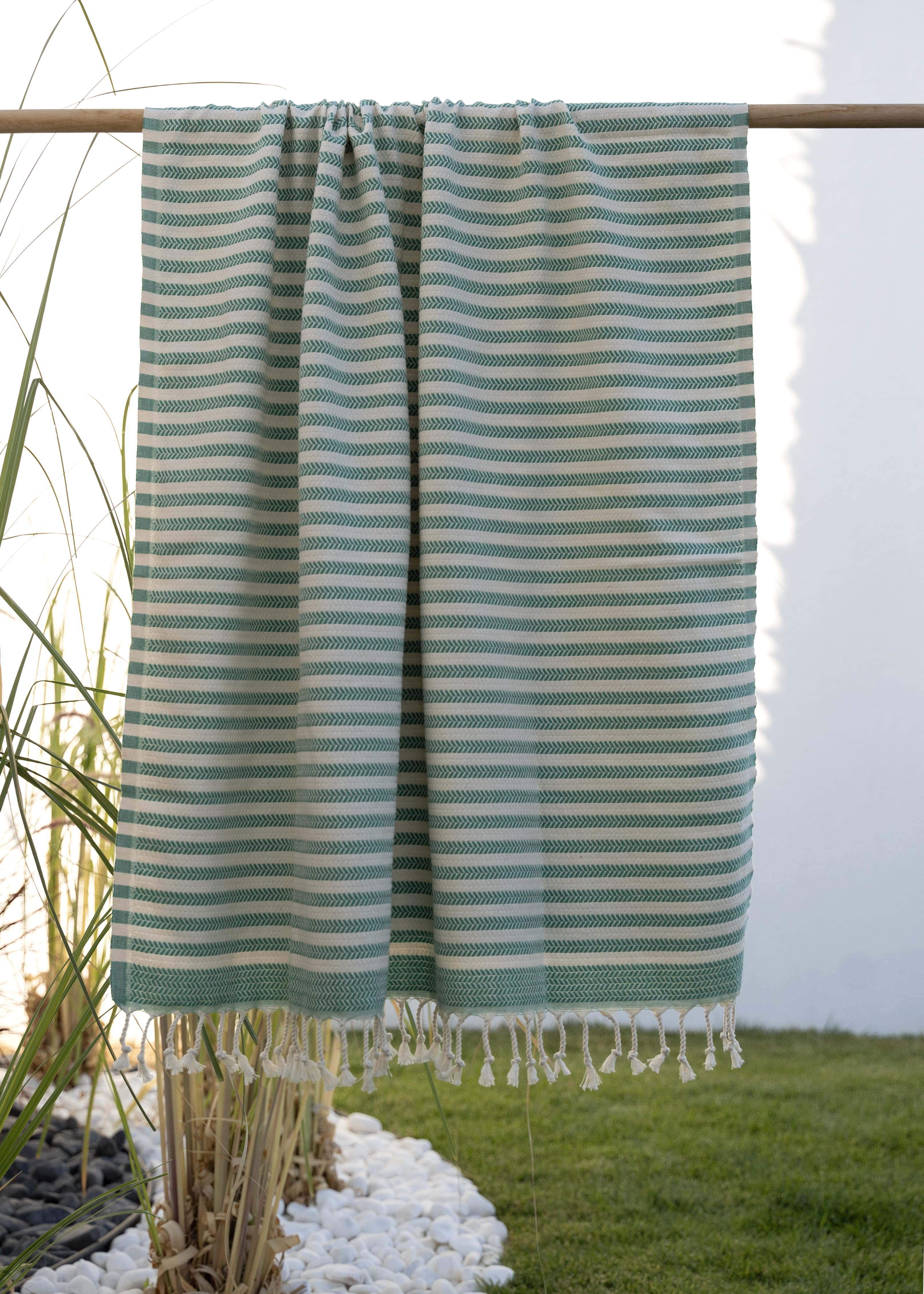 Buldan İşi Saç Örgü Desenli Benetton Renk Pamuk Peştemal – Plaj & Banyo Havlusu – 95×180 cm (Bena Koleksiyonu)