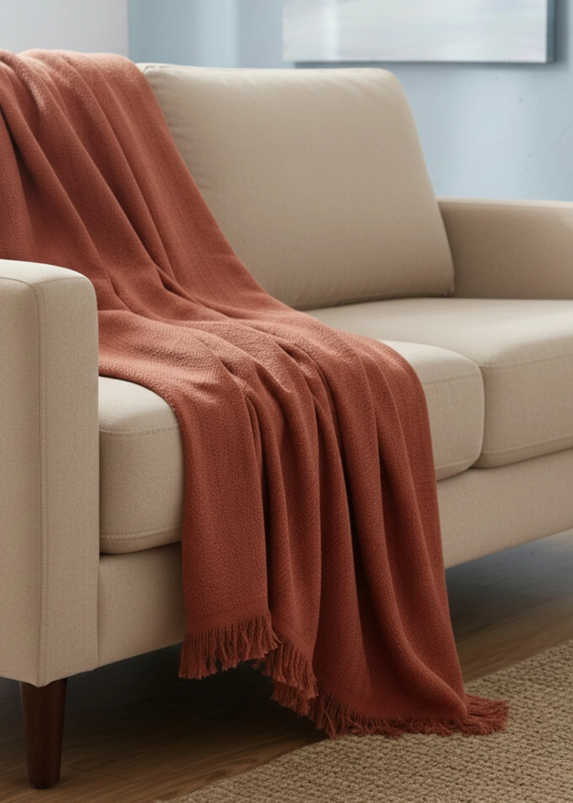 Renkli Dokuma Saçaklı Modern Koltuk Örtüsü Tv Şalı 