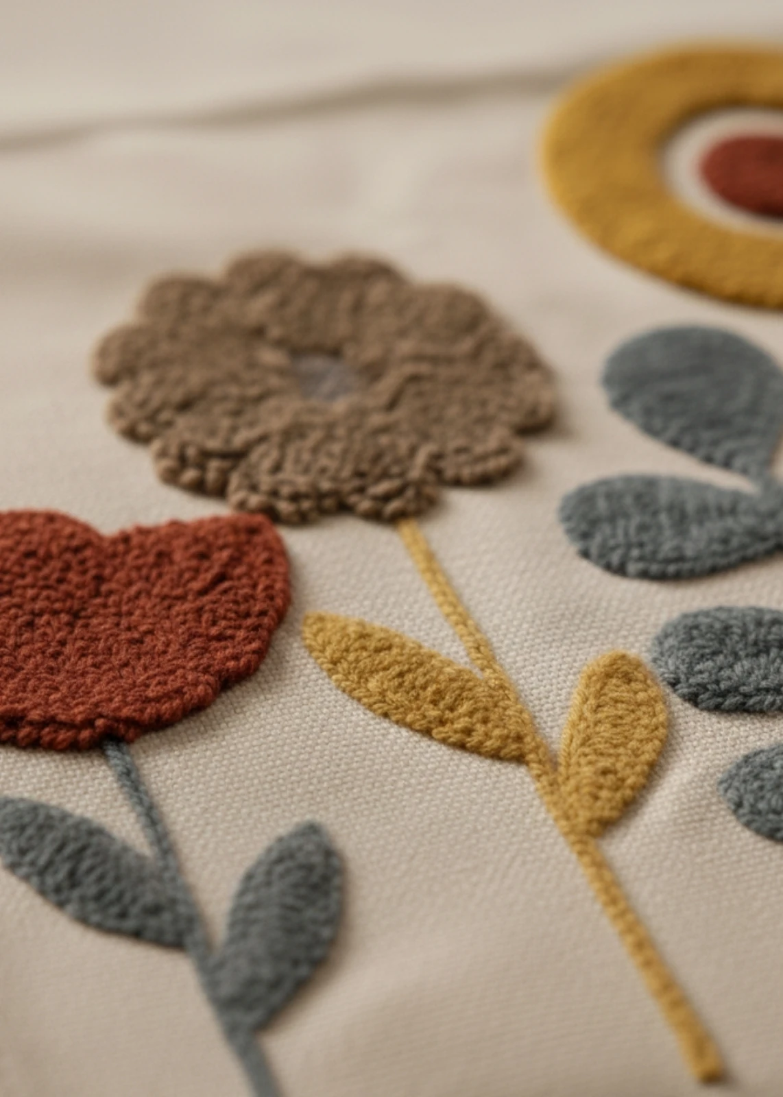 Punch Nakışlı Çiçek Motifli Püsküllü Masa Runner (40x130 cm)