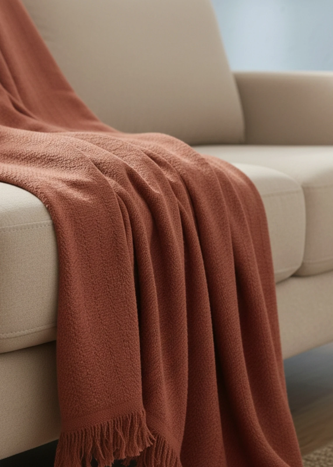 Renkli Dokuma Saçaklı Modern Koltuk Örtüsü Tv Şalı 