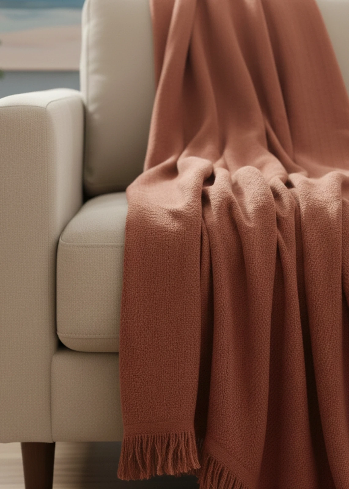 Renkli Dokuma Saçaklı Modern Koltuk Örtüsü Tv Şalı 