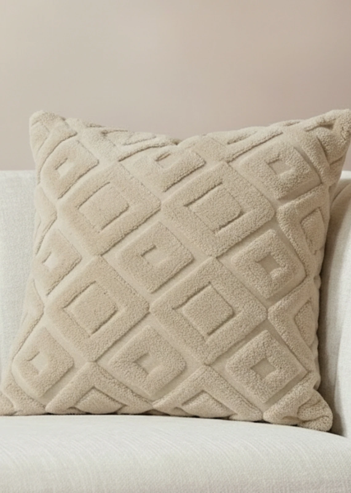 Renkli Baklava Desenli Modern Punch Nakışlı Tufting Welsoft Kırlent Kılıfı 42x42 cm 