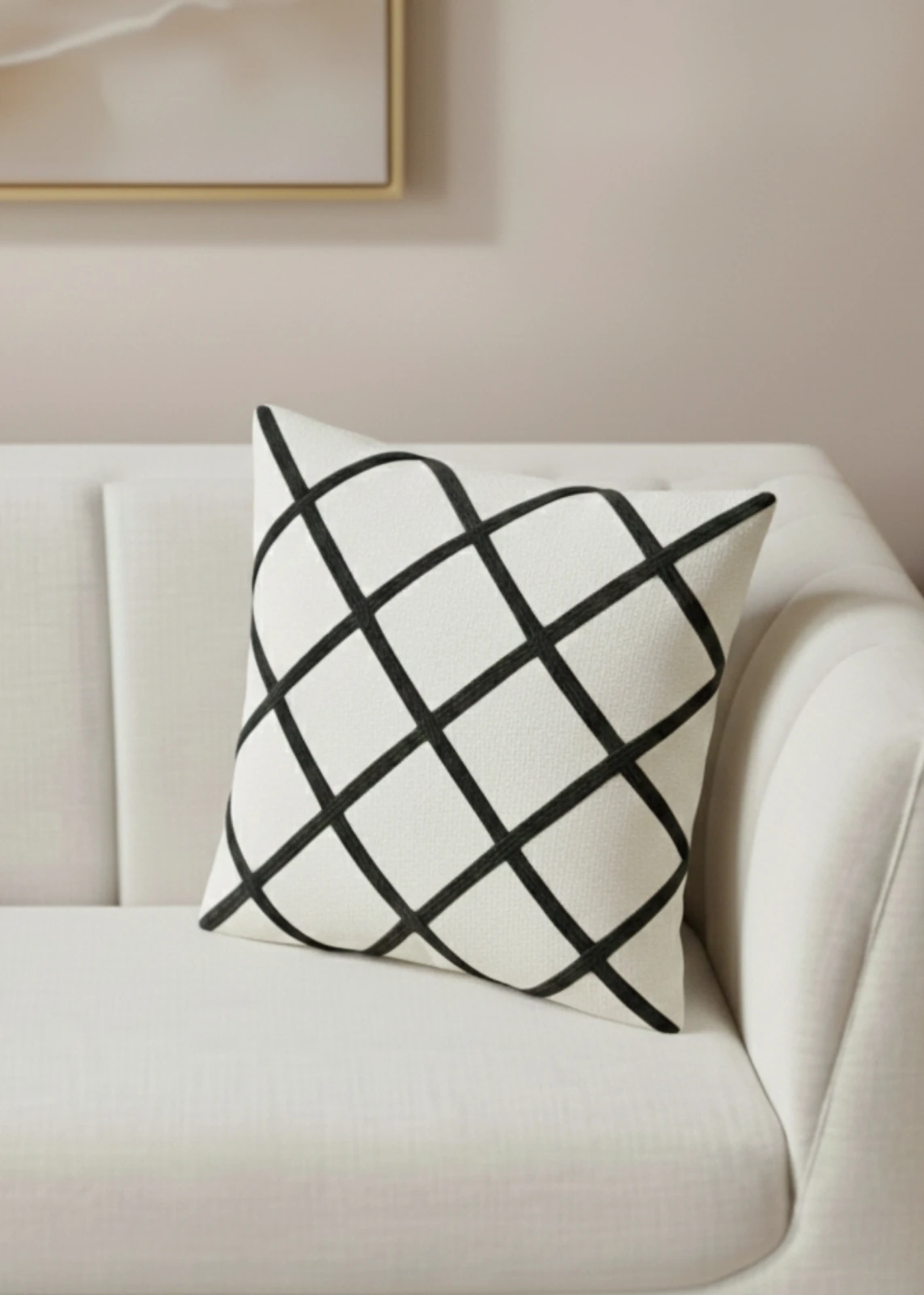 Renkli Ekose Punch Nakışlı Dekoratif Kırlent Kılıfı Pamuk 42x42 cm 