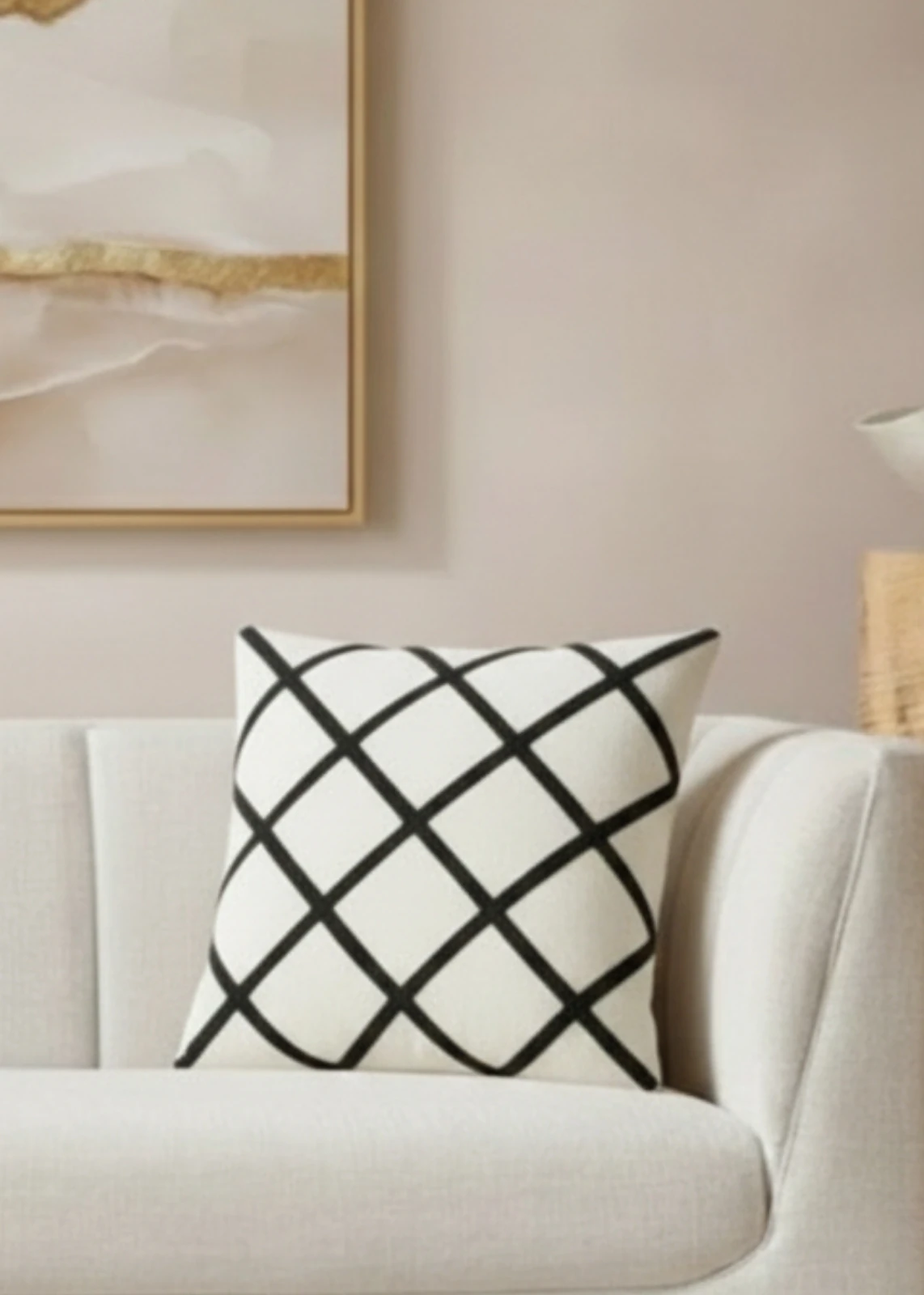 Renkli Ekose Punch Nakışlı Dekoratif Kırlent Kılıfı Pamuk 42x42 cm  - Siyah