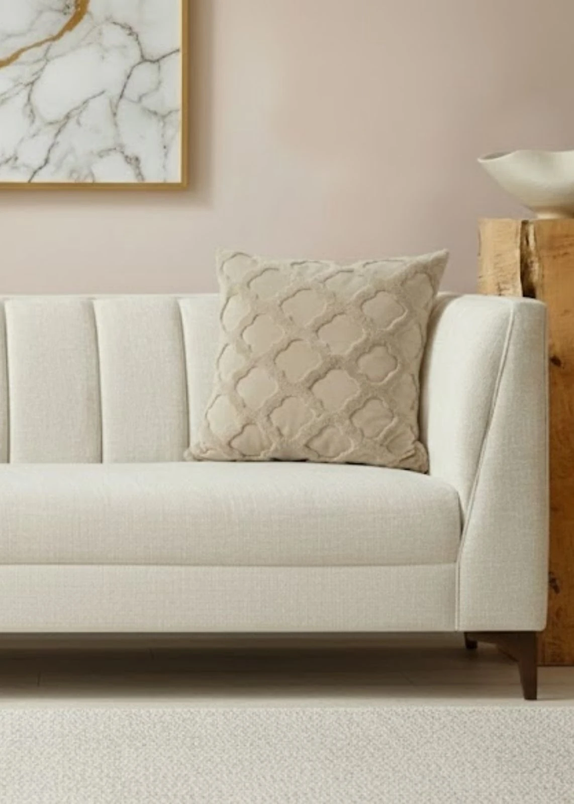 Kafes Desenli Modern Punch Nakışlı Tufting Welsoft Kırlent Kılıfı 42x42 cm