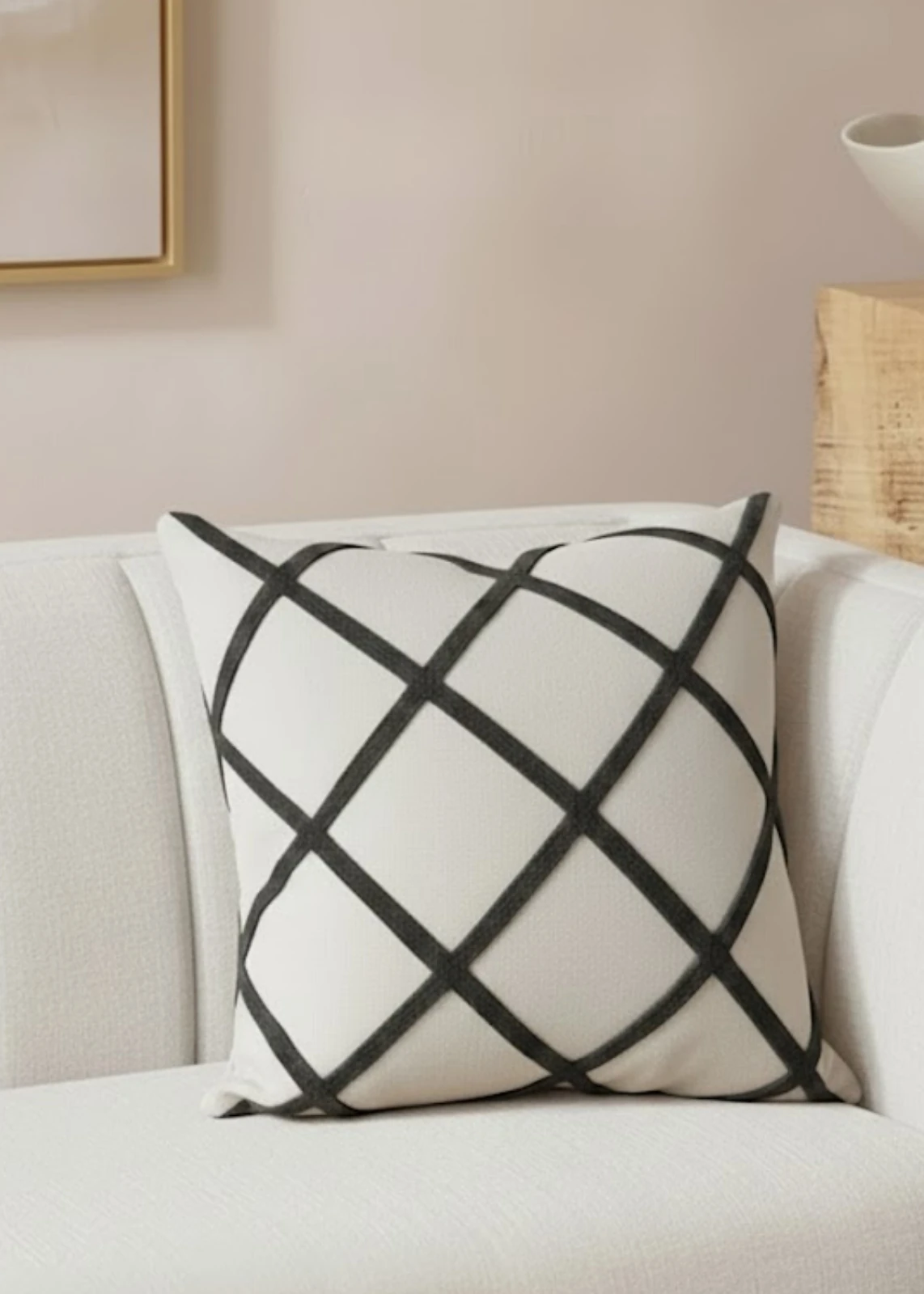 Renkli Ekose Punch Nakışlı Dekoratif Kırlent Kılıfı Pamuk 42x42 cm 