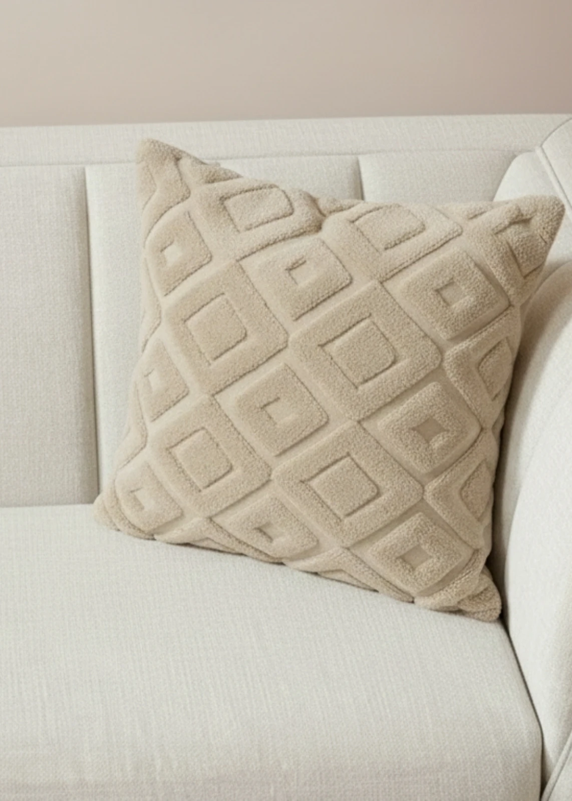 Renkli Baklava Desenli Modern Punch Nakışlı Tufting Welsoft Kırlent Kılıfı 42x42 cm 