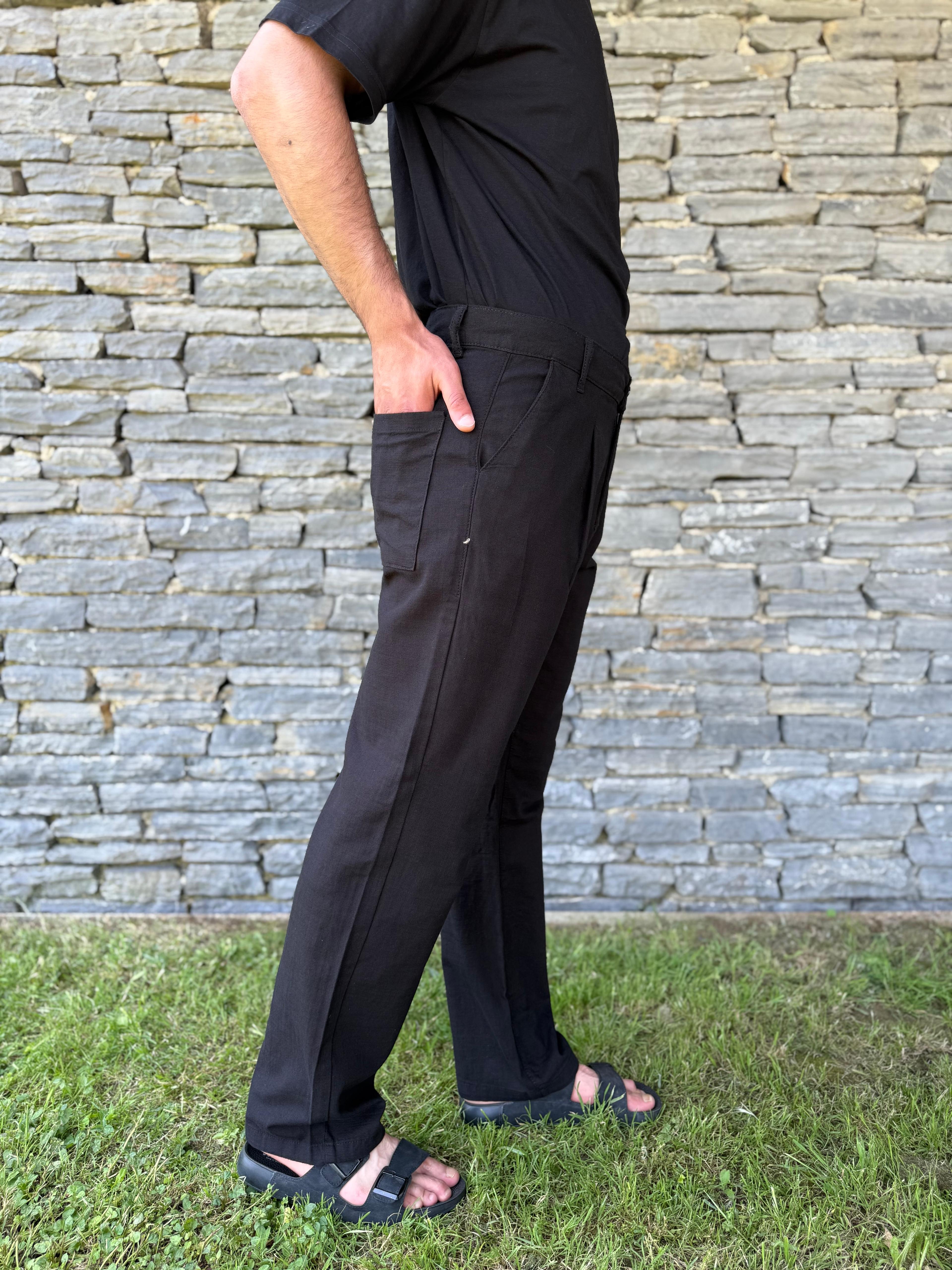 Erkek Pile Detaylı, Baggy (Yazlık) Keten Pantolon