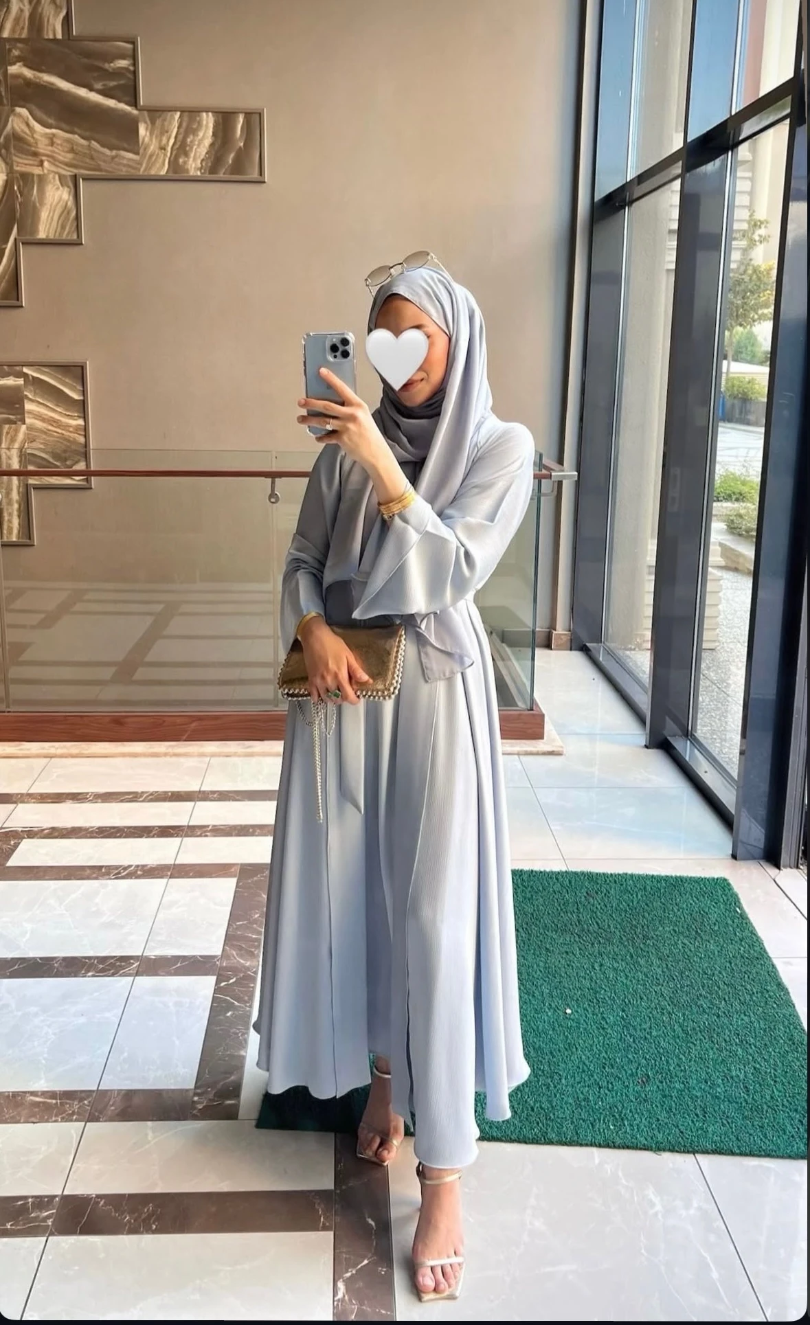 Shamal Abaya Üçlü Set Bebe Mavisi 