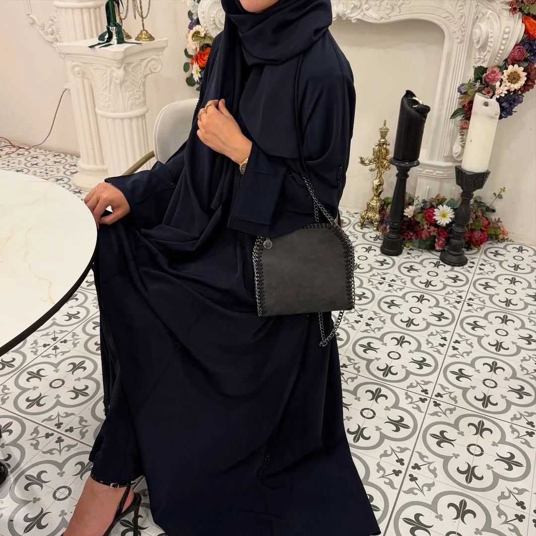 Taş İşlemeli Noire Abaya Lacivert 