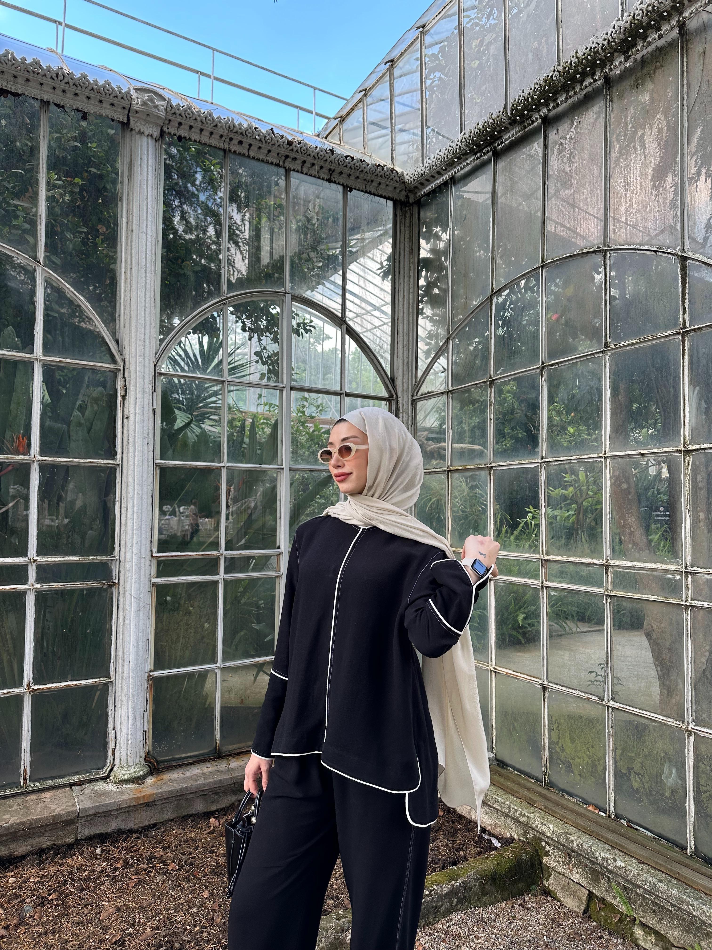Keten Marin  Tunik- Pantolon Takım Siyah