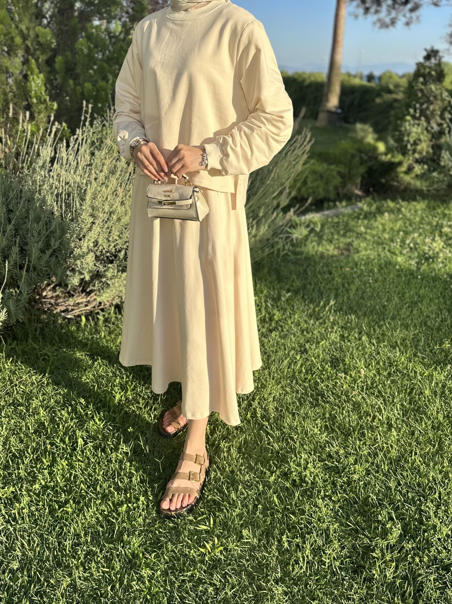 Dafne Etek Bluz Set Krem