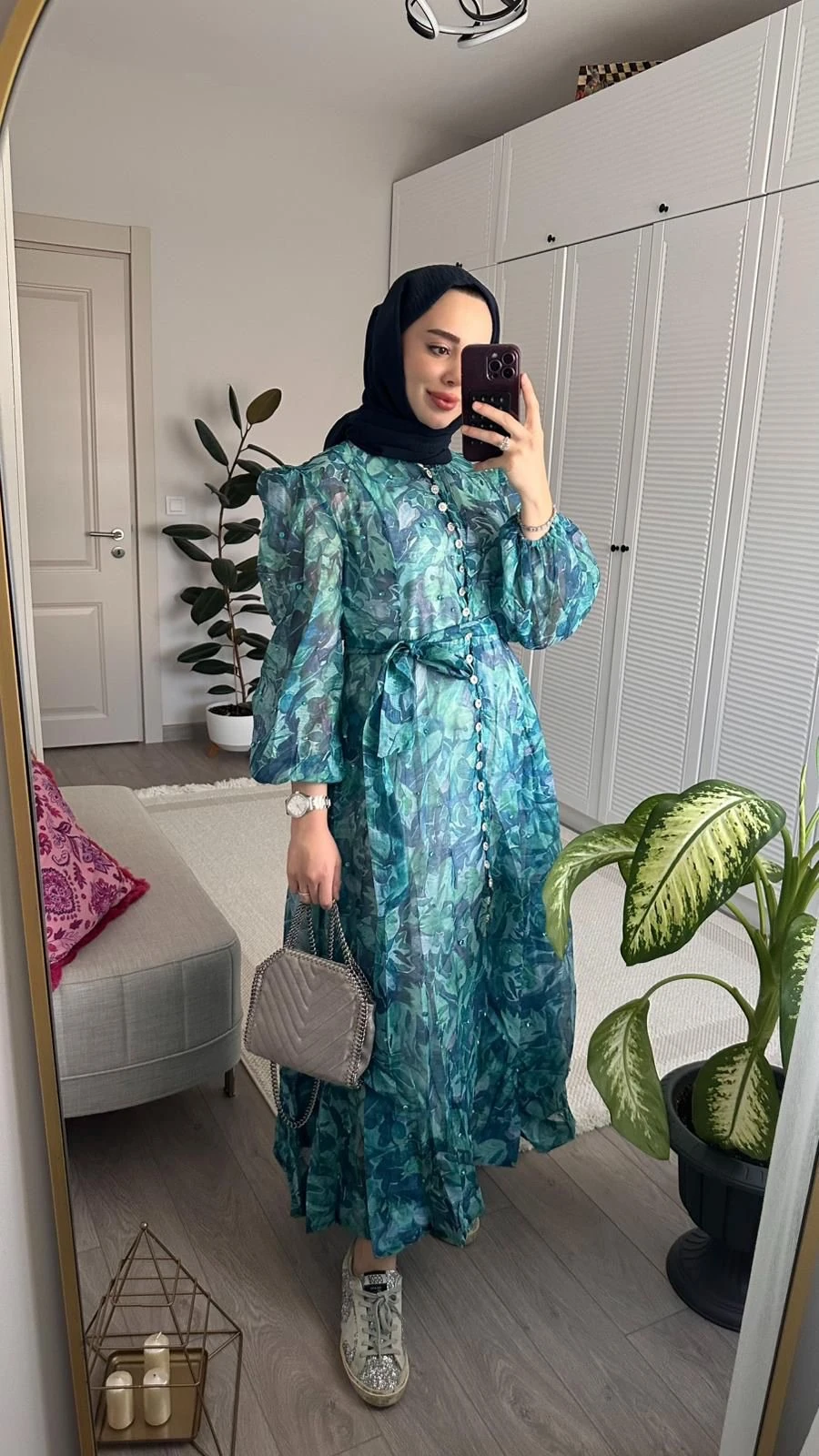 Royal Taş İşlemeli İthal Elbise Yeşil 