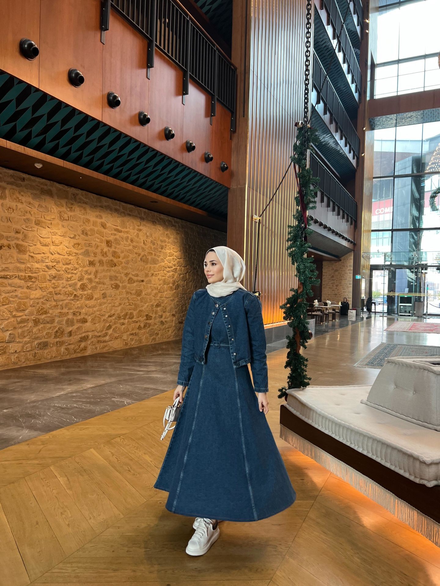 Denim İkili Set Elbise - Ceket Dark Blue