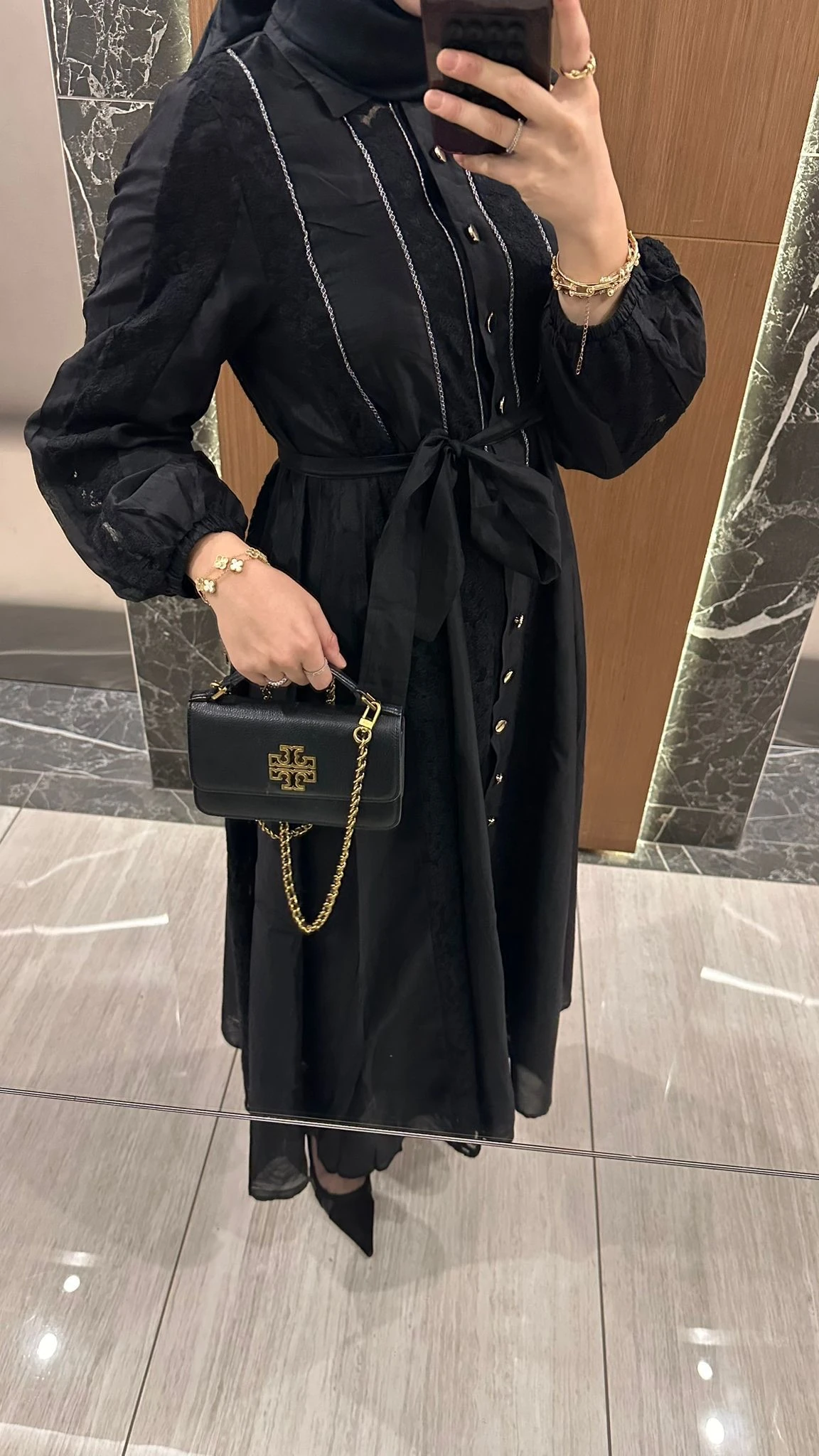 Dantel Detaylı İthal Elbise Siyah 