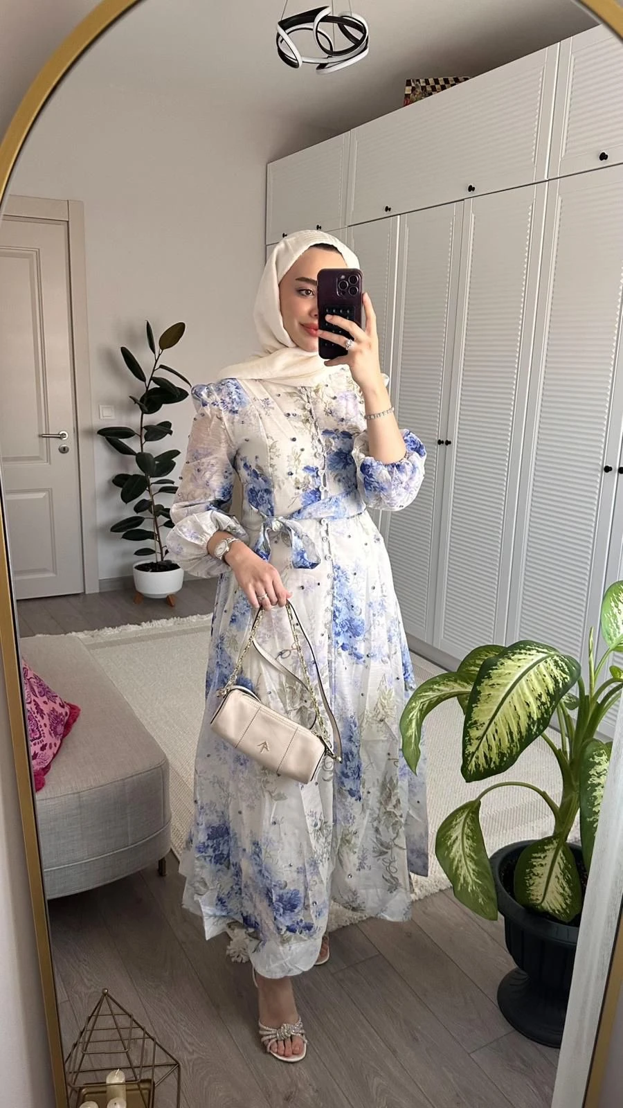 Royal Taş İşlemeli İthal Elbise Beyaz 