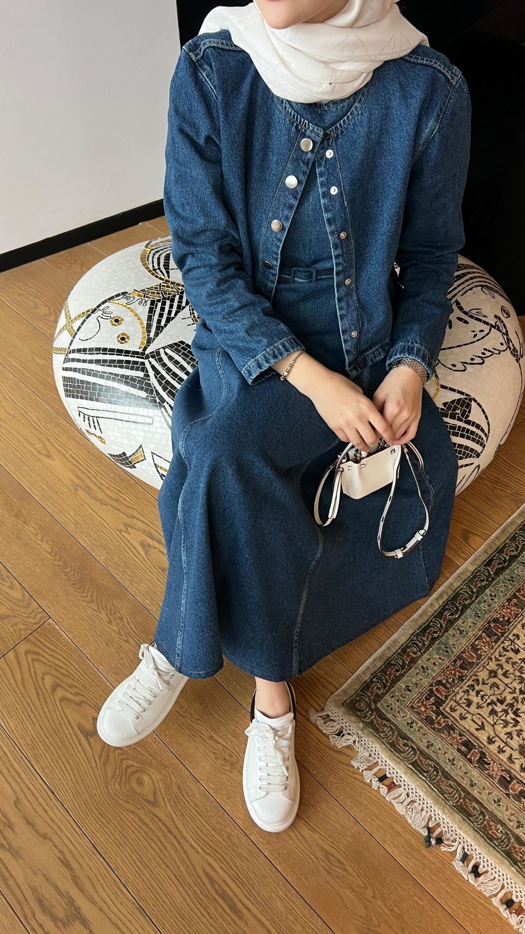 Denim İkili Set Elbise - Ceket Dark Blue