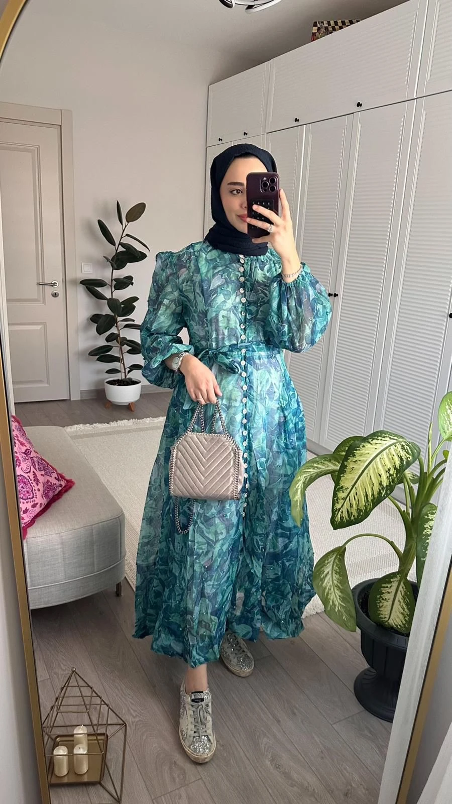 Royal Taş İşlemeli İthal Elbise Yeşil 