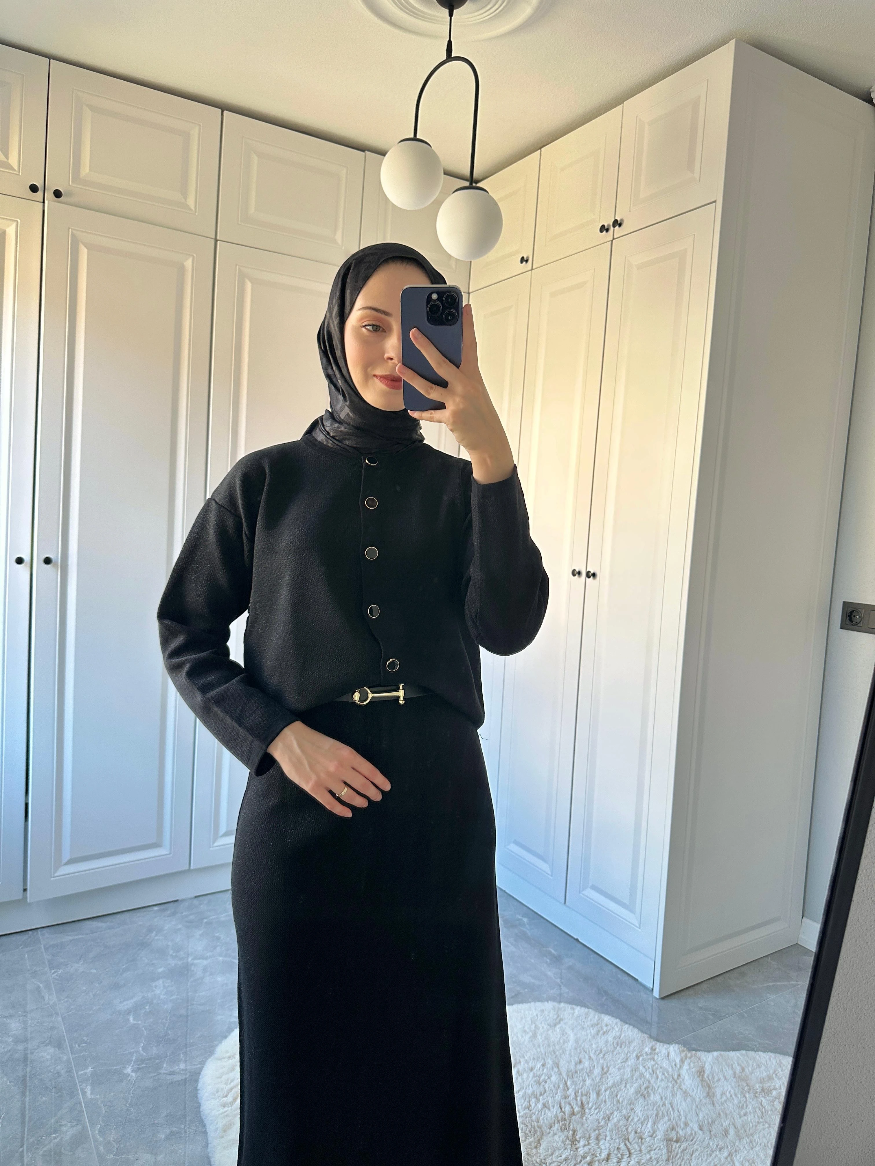 Simli Triko Takım Siyah 