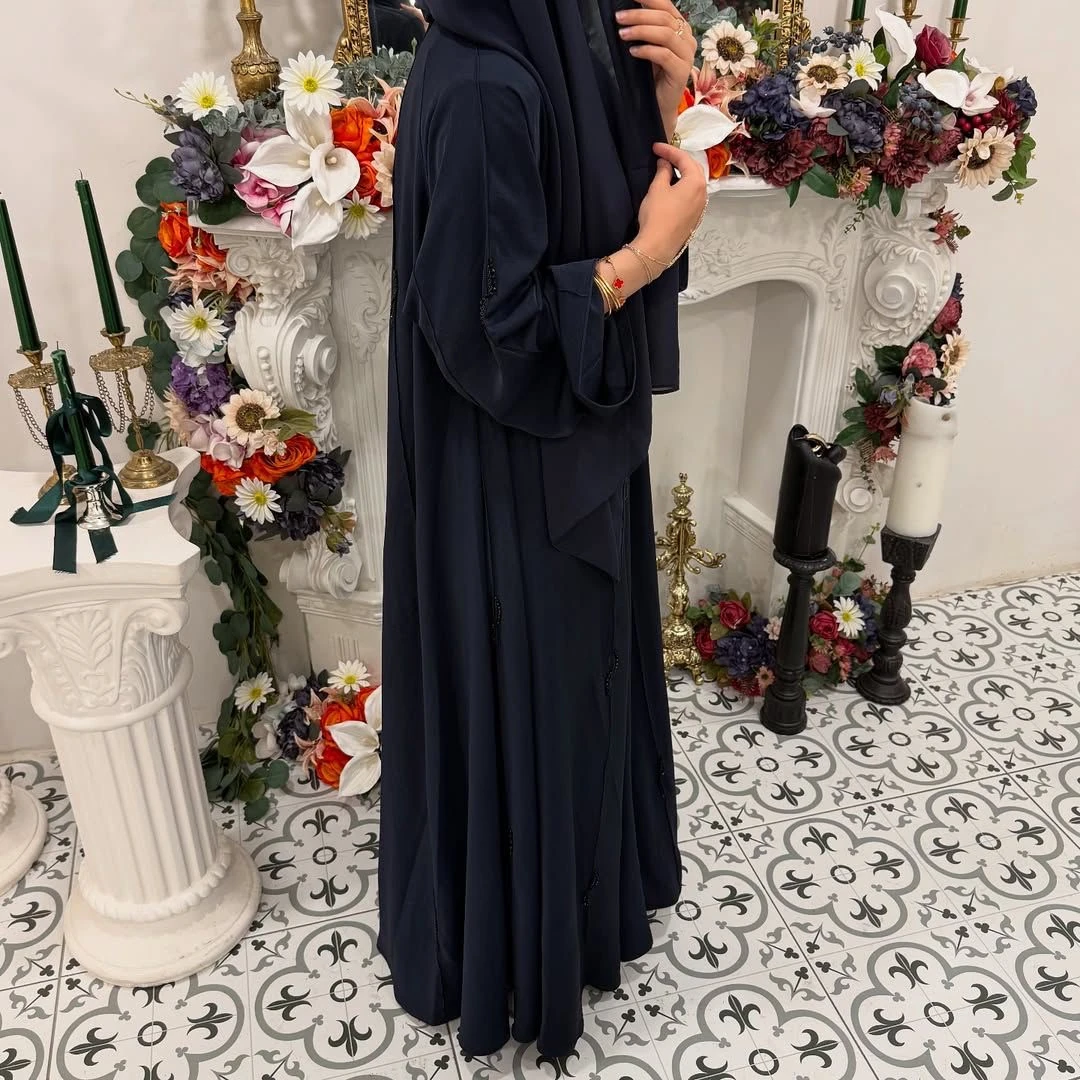 Taş İşlemeli Noire Abaya Lacivert 