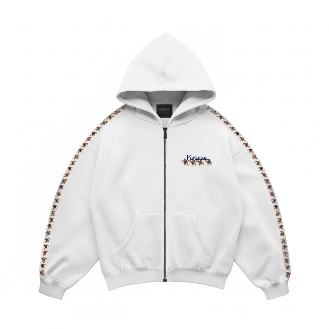 THE CARAVAN ZIP HOODIE BEYAZ