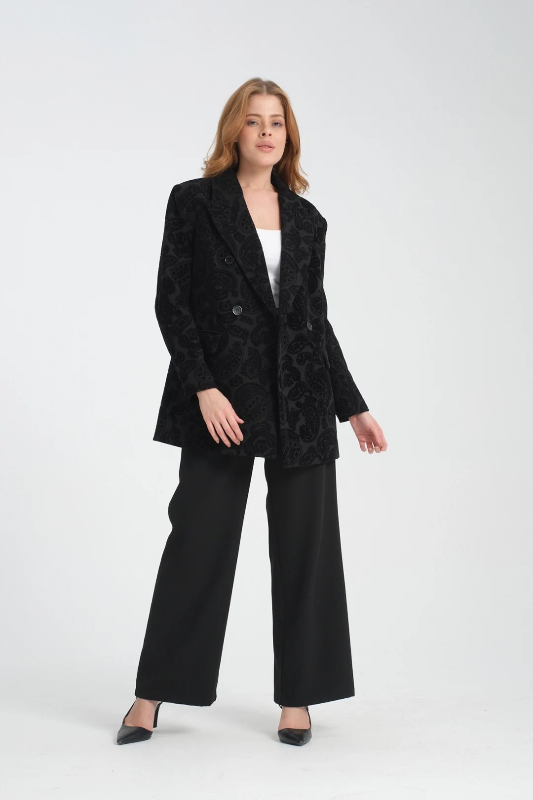 Wholesale Imported Crepe Jacket Ethnic Patterned Two Piece Suit