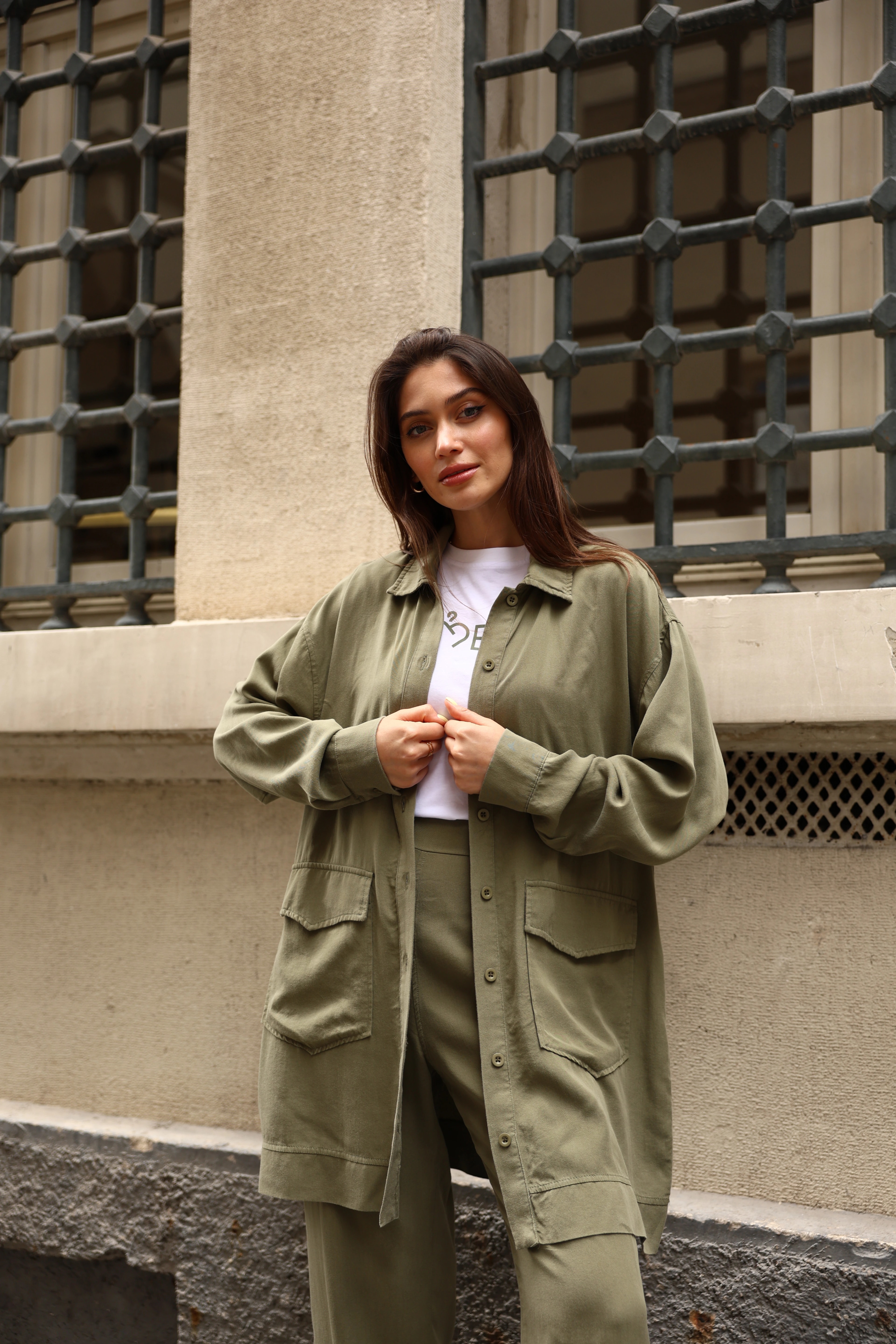 Toptan Tensel Kumaş Cepli Düğmeli Battal Beden Üçlü Takım