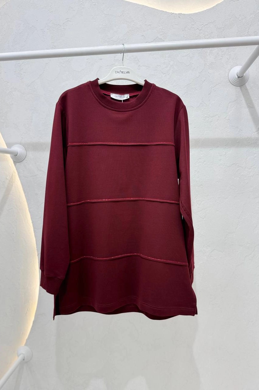 Toptan İki İplik Kumaş Dikiş Detaylı Tunik