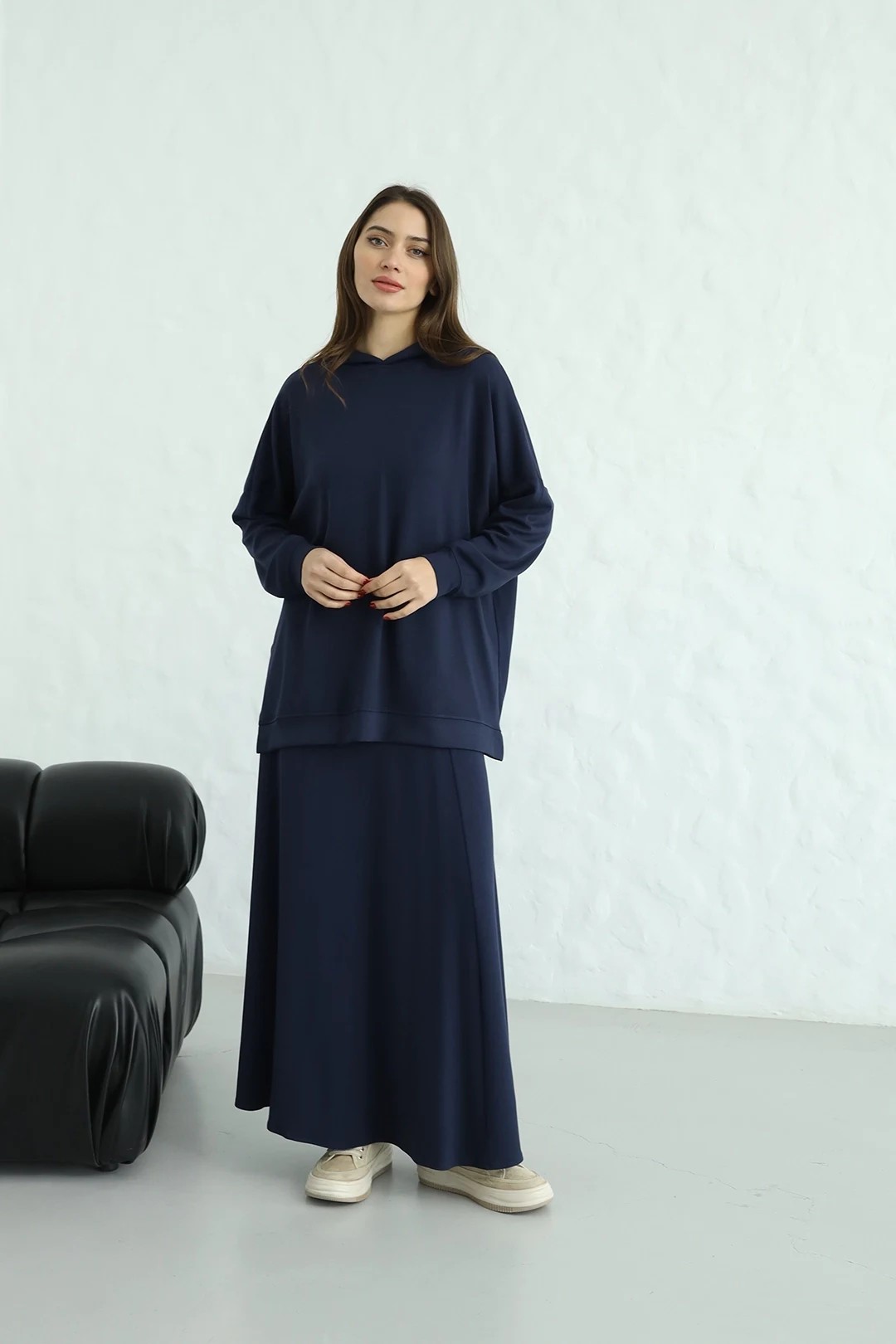 Wholesale Oysho Fabric Plain Double Skirt Set - 8192 Product Information - Navy Blue
