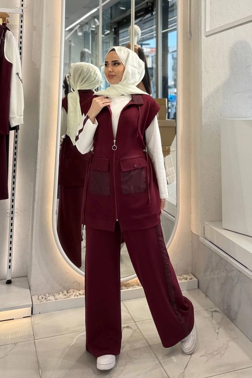 Toptan Oysho Kumaş Kapak Cep Detaylı Üçlü Takım