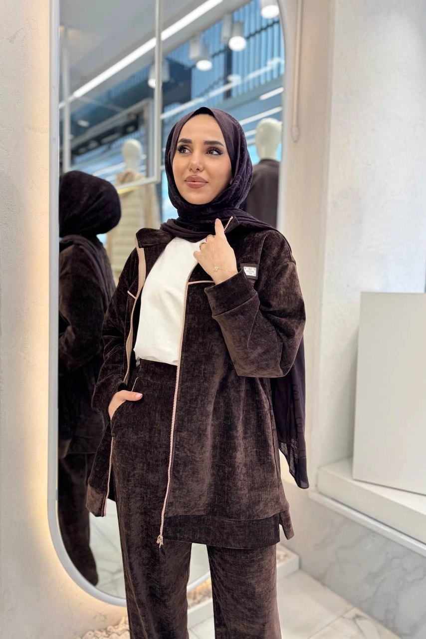 Wholesale Velvet Fabric Zippered Two-Piece Set