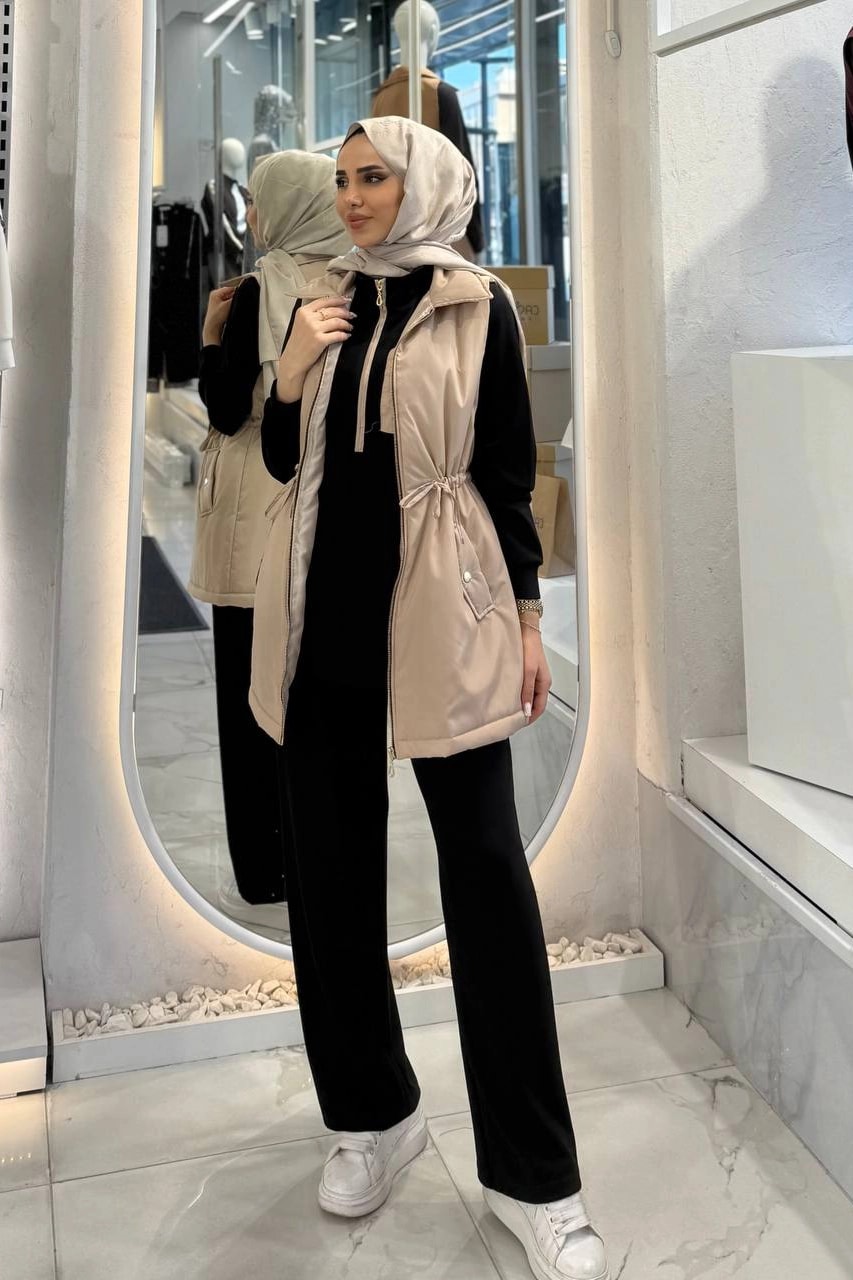 Toptan Oysho Kumaş Kapitone Yelekli Üçlü Takım