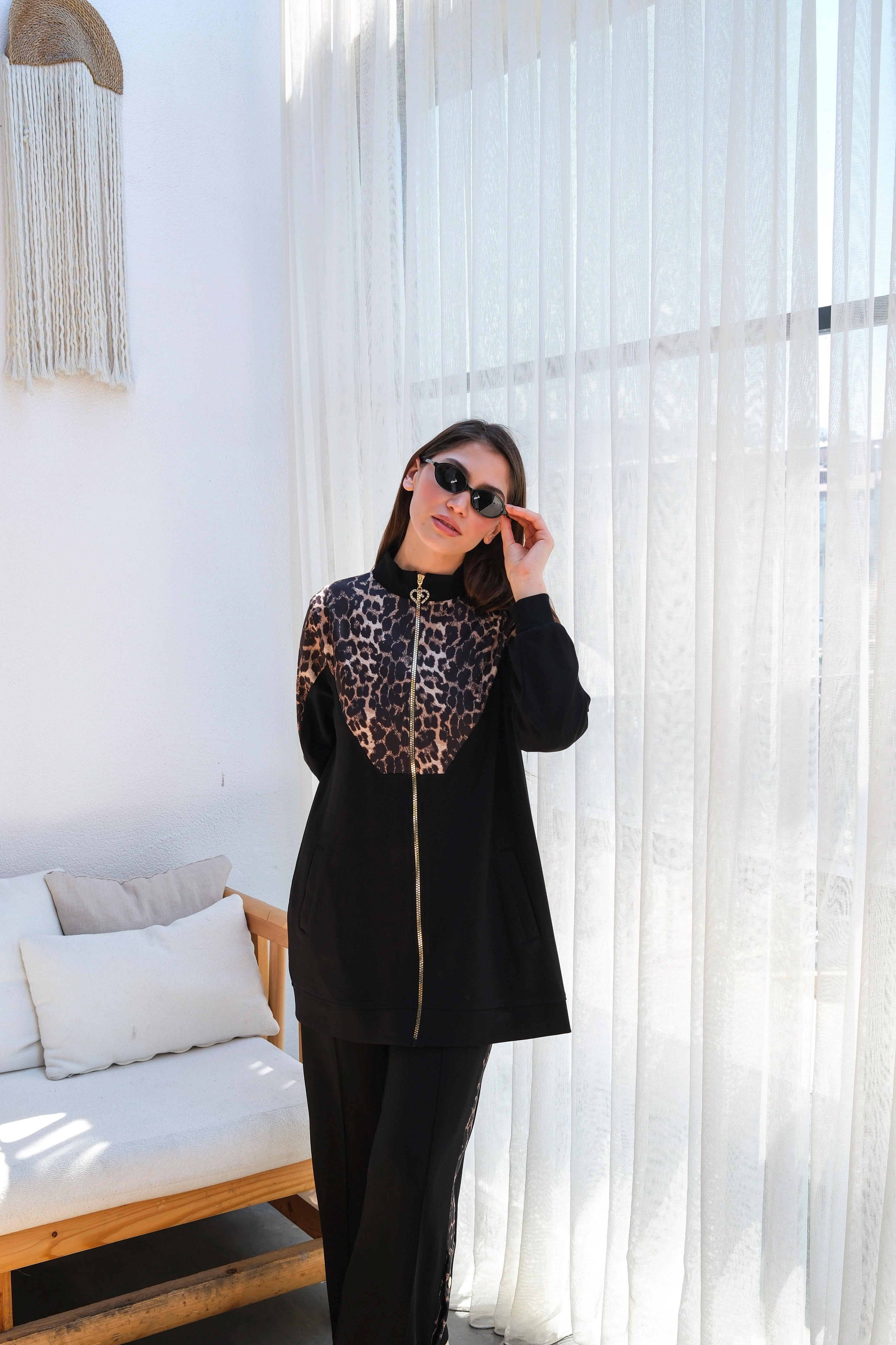 Oysho Kumaş Leopar Desenli Şık İkili Takım 10650